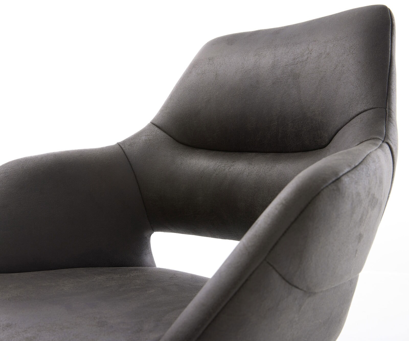 Draaistoel Yago-Flex met armleuning microvelours antraciet vintage kruisframe breed zwart 360° draaibaar rocker-functie pocketveer kern 4