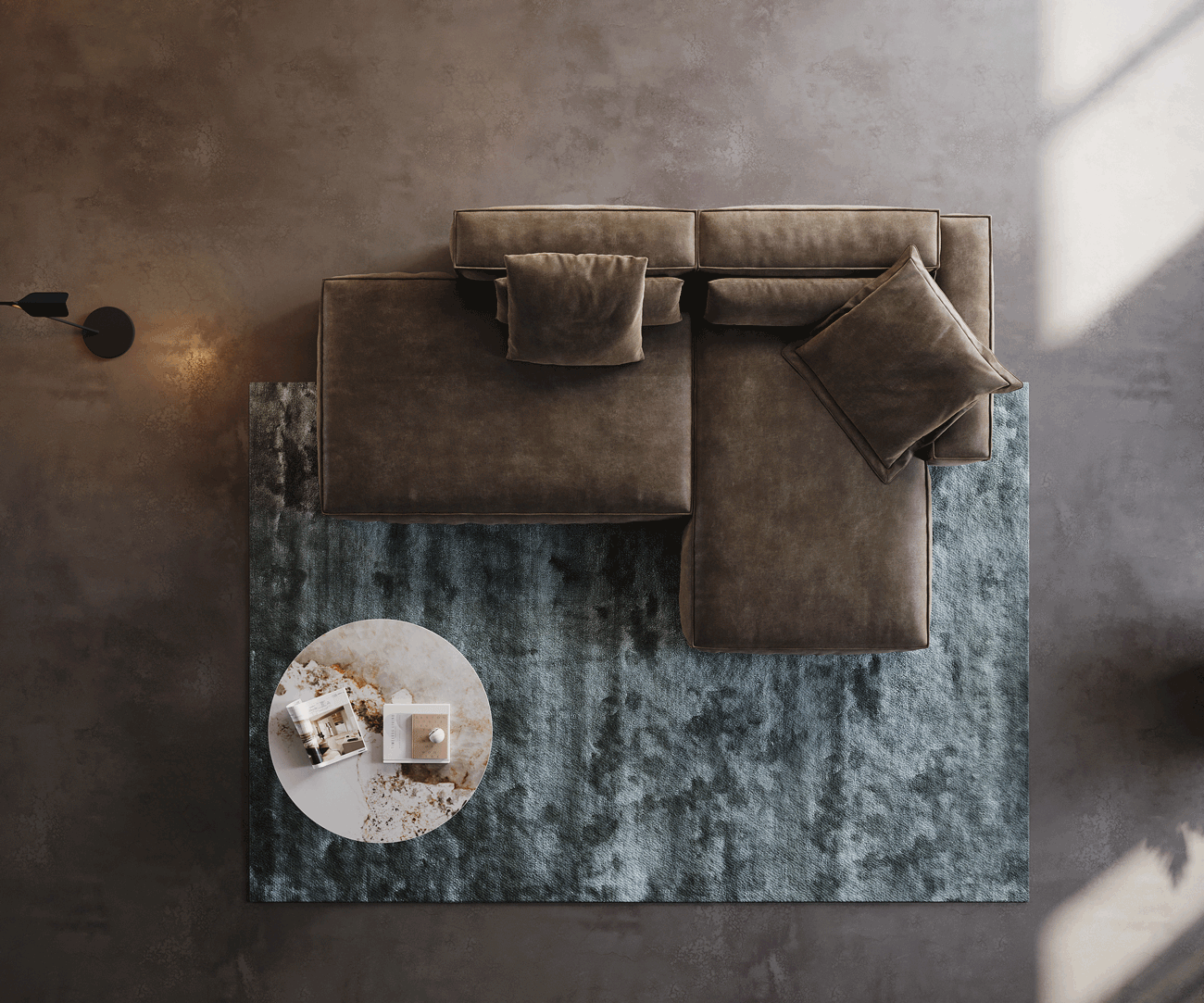 Hoekbank Freestyle 310x200 cm Microvezelmateriaal Taupe Vintage kedernaad 5