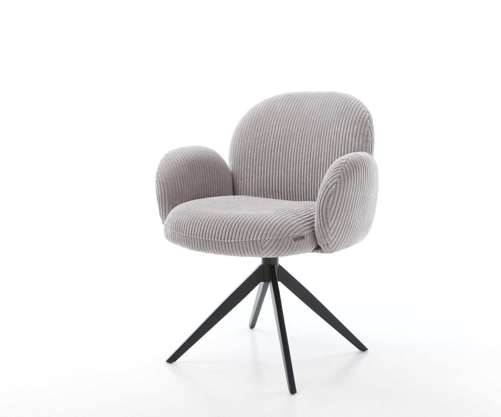 Draaistoel Nube-Flex met armleuning koord zilver grijs kruisframe breed zwart 360° draaibaar pocketveer kern 1