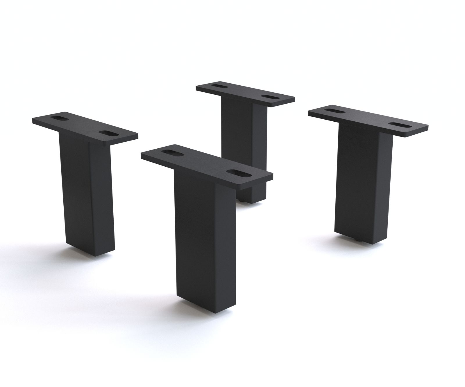 Poot vierkant 12,5 cm metaal zwart voor alle soorten meubels (set van 4)