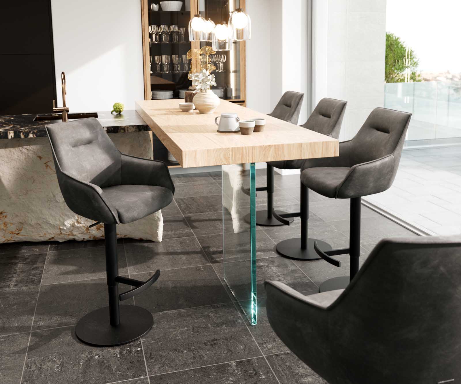 Barstoel Alja-Flex microvezel antraciet vintage draaivoet in hoogte verstelbaar metaal zwart draaibaar pocketvering 1 Barstoel Alja-Flex microvezel antraciet vintage draaivoet in hoogte verstelbaar metaal zwart draaibaar pocketvering 1