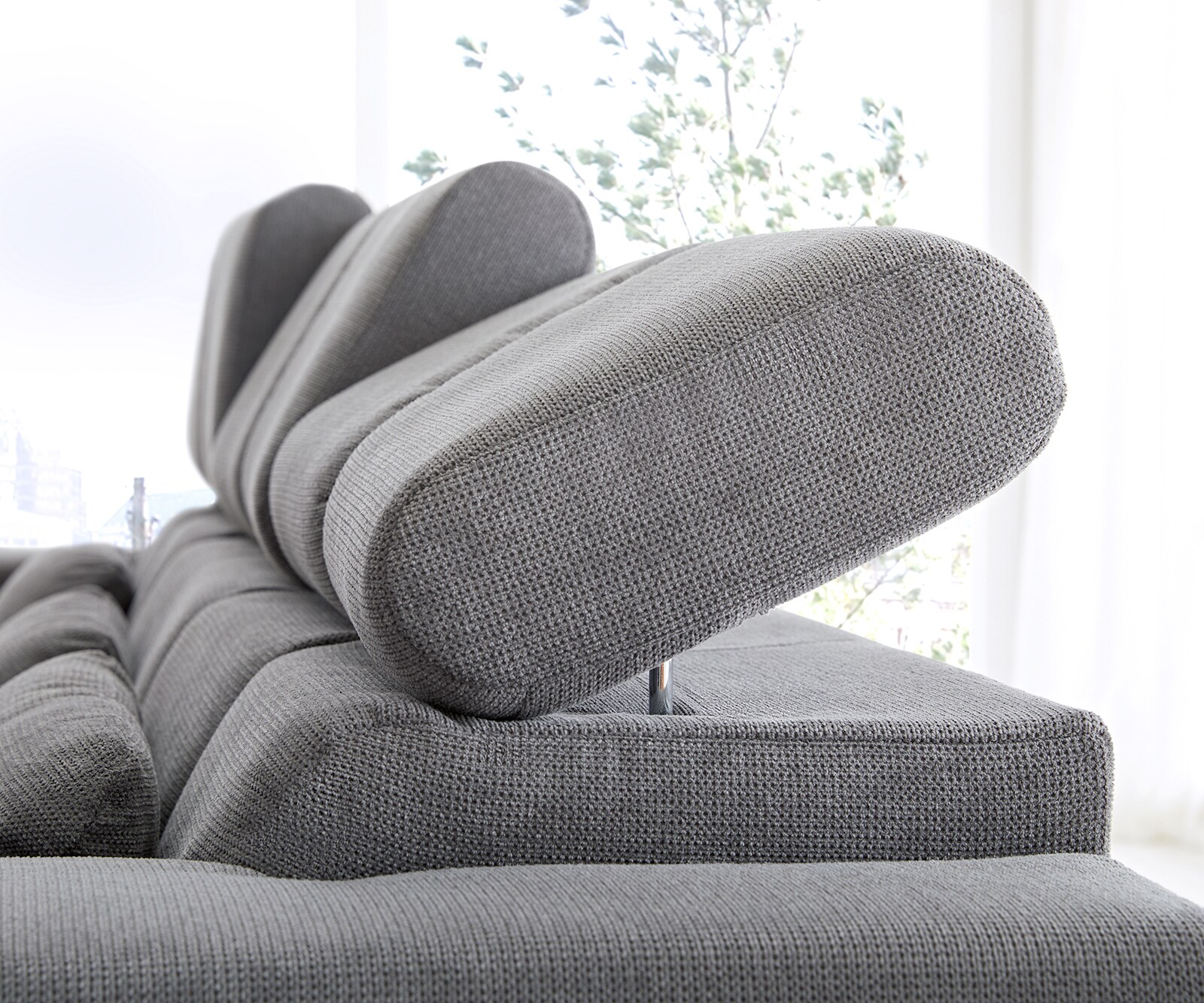 Hoekbank Ordino 285x200 microvezel grijs voetenbank links elektrische zitdiepteverstelling 6 Hoekbank Ordino 285x200 microvezel grijs voetenbank links elektrische zitdiepteverstelling 6