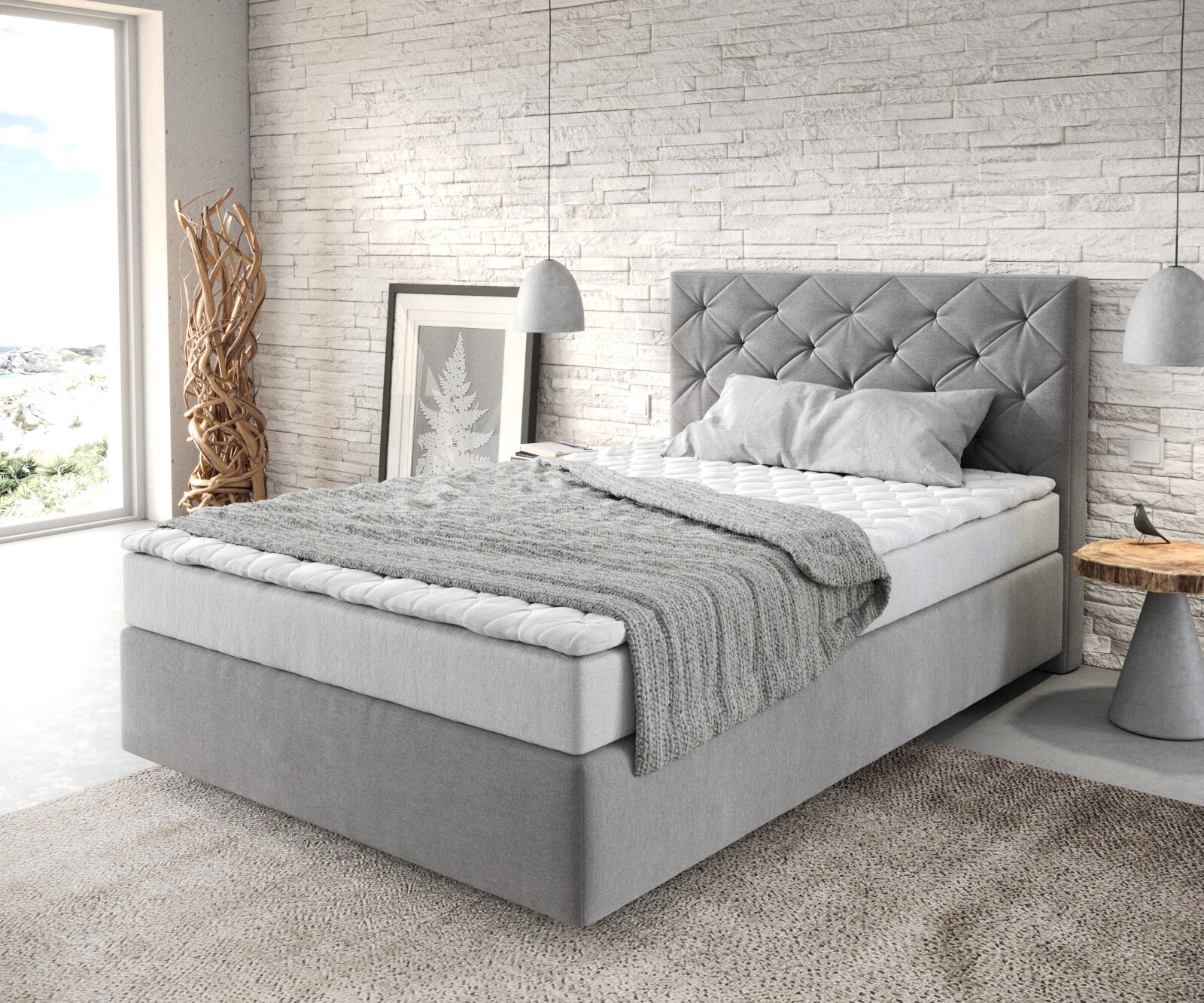Boxspringbed Dream-Great 120x200 microvezel grijs Boxspringbed Dream-Great 120x200 microvezel grijs