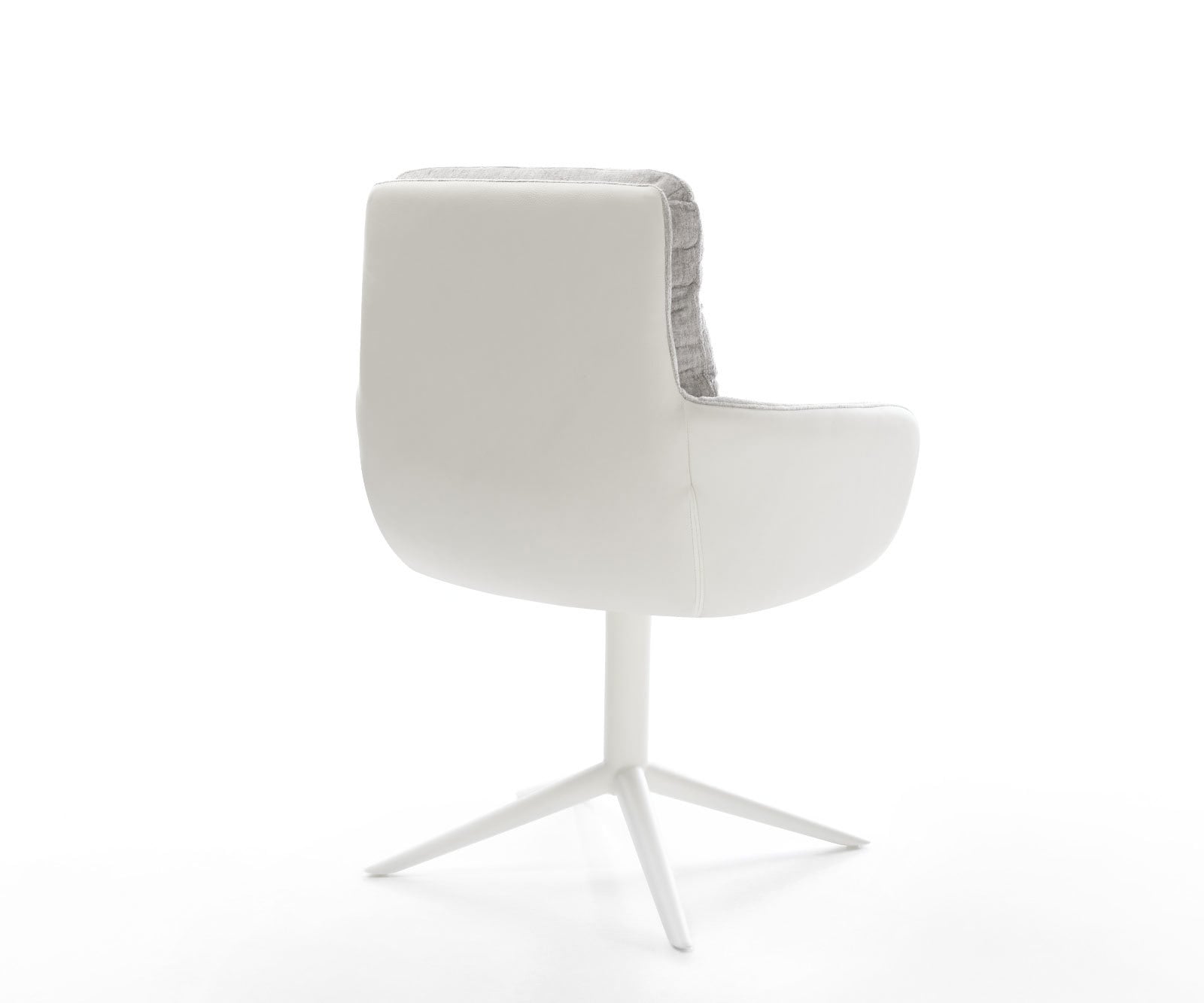 Draaistoel Abelia-Flex met armleuning materiaalmix echt leer wit-zilver grijs kruispoot wit 360° draaibaar rocker-functie 4 Draaistoel Abelia-Flex met armleuning materiaalmix echt leer wit-zilver grijs kruispoot wit 360° draaibaar rocker-functie 4