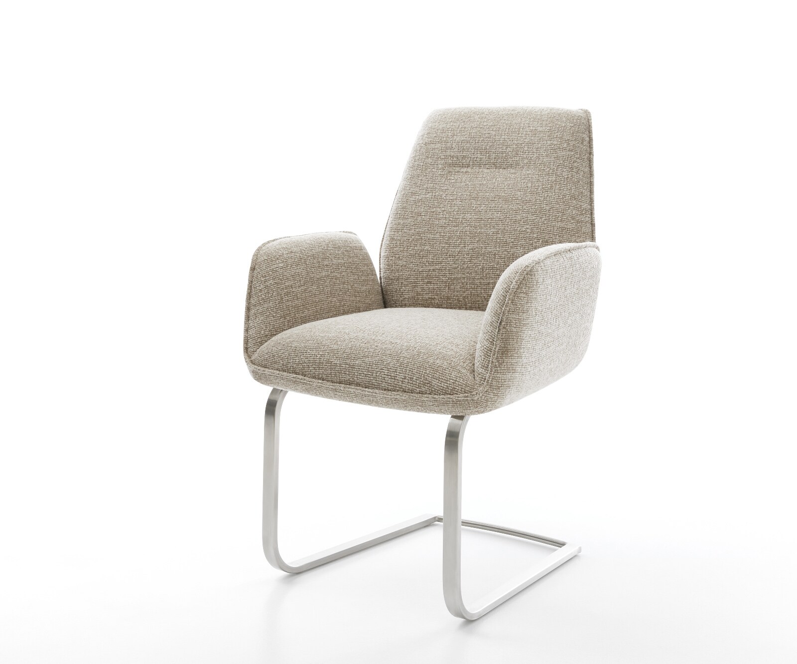 Sledemodel Zoa-Flex geweven stof beige sledemodel vlak roestvrij staal pocketveer kern