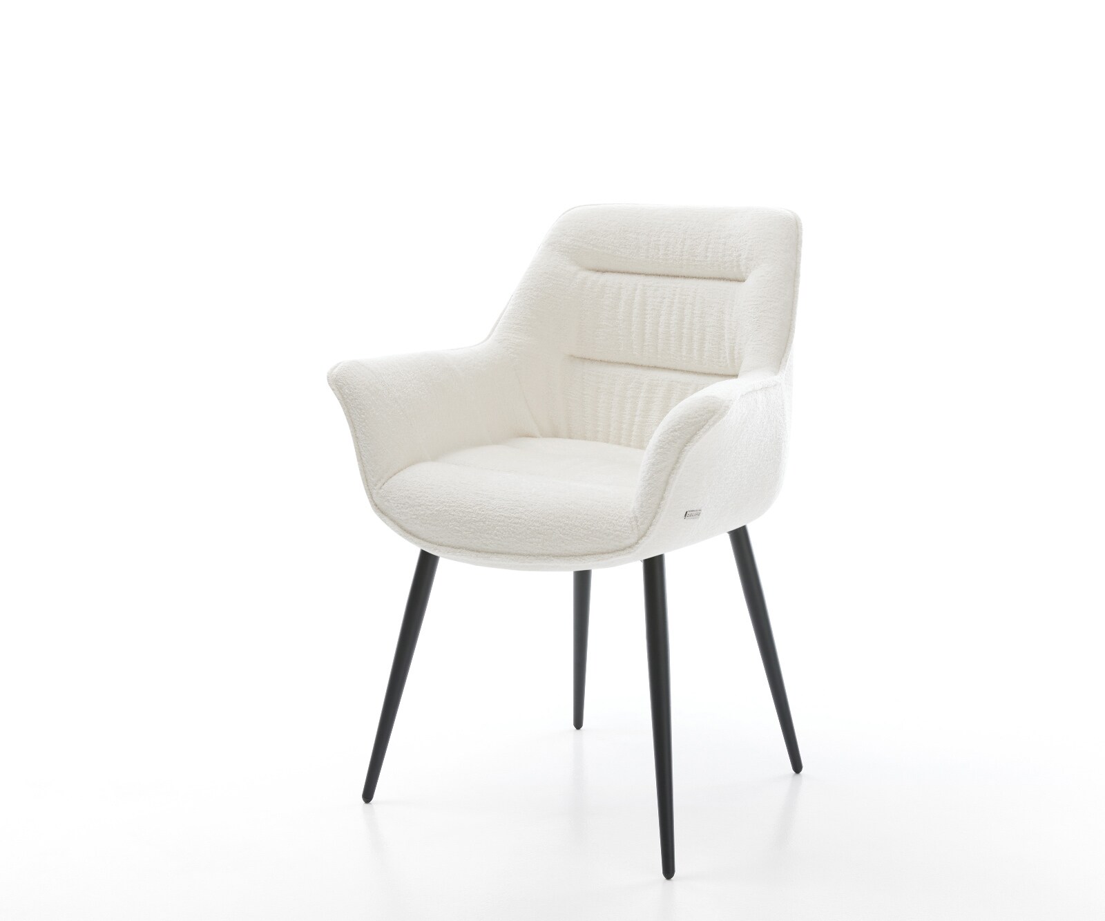 Eetkamerstoel Kaira-Flex bouclé zacht beige 4-poot conisch zwart