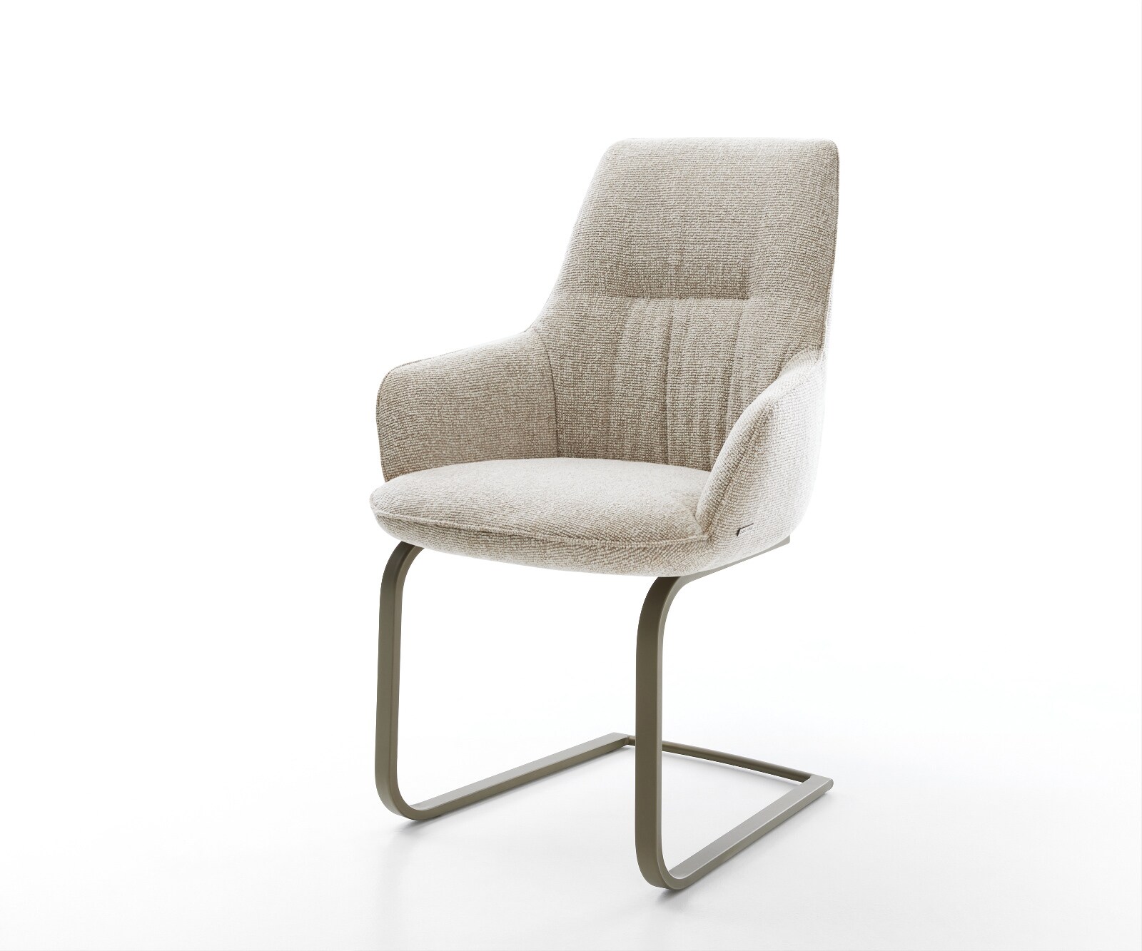 Sledemodel Zelia-Flex met armleuning geweven stof beige sledemodel vlak afwerking met titanium pocketveer kern 1