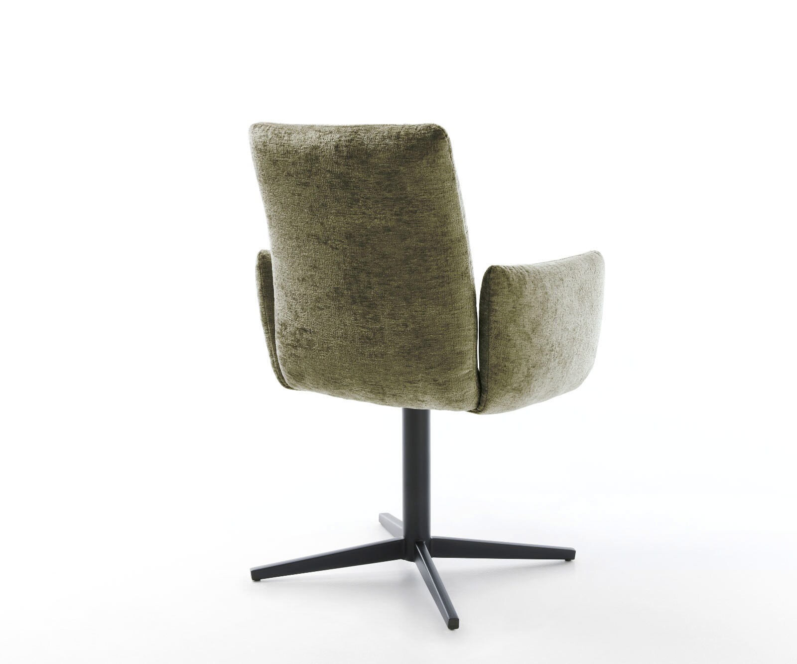 Draaistoel Jova-Flex met armleuning chenille olijfgroen kruispoot zwart 360° draaibaar pocketveer kern 4
