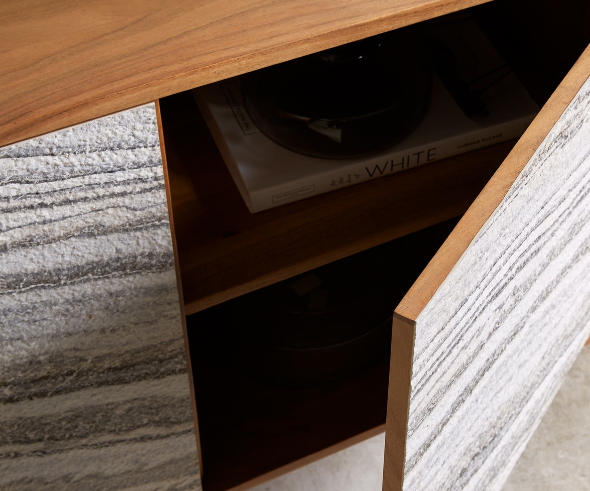 Dressoir Kleo 175 cm natuur acacia 4 deuren V-poot roestvrij staal 4 Dressoir Kleo 175 cm natuur acacia 4 deuren V-poot roestvrij staal 4