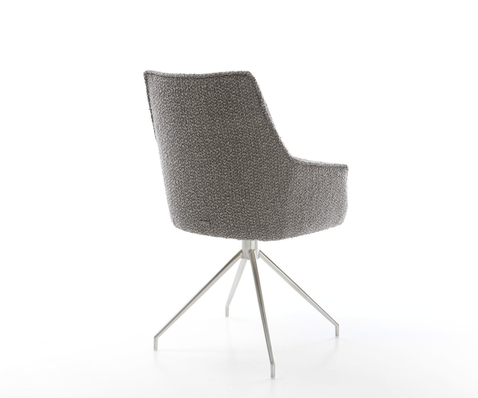 Draaistoel Alja-Flex met armleuning bouclé zilver grijs kruisframe conisch roestvrij staal 180° draaibaar pocketveer kern 5