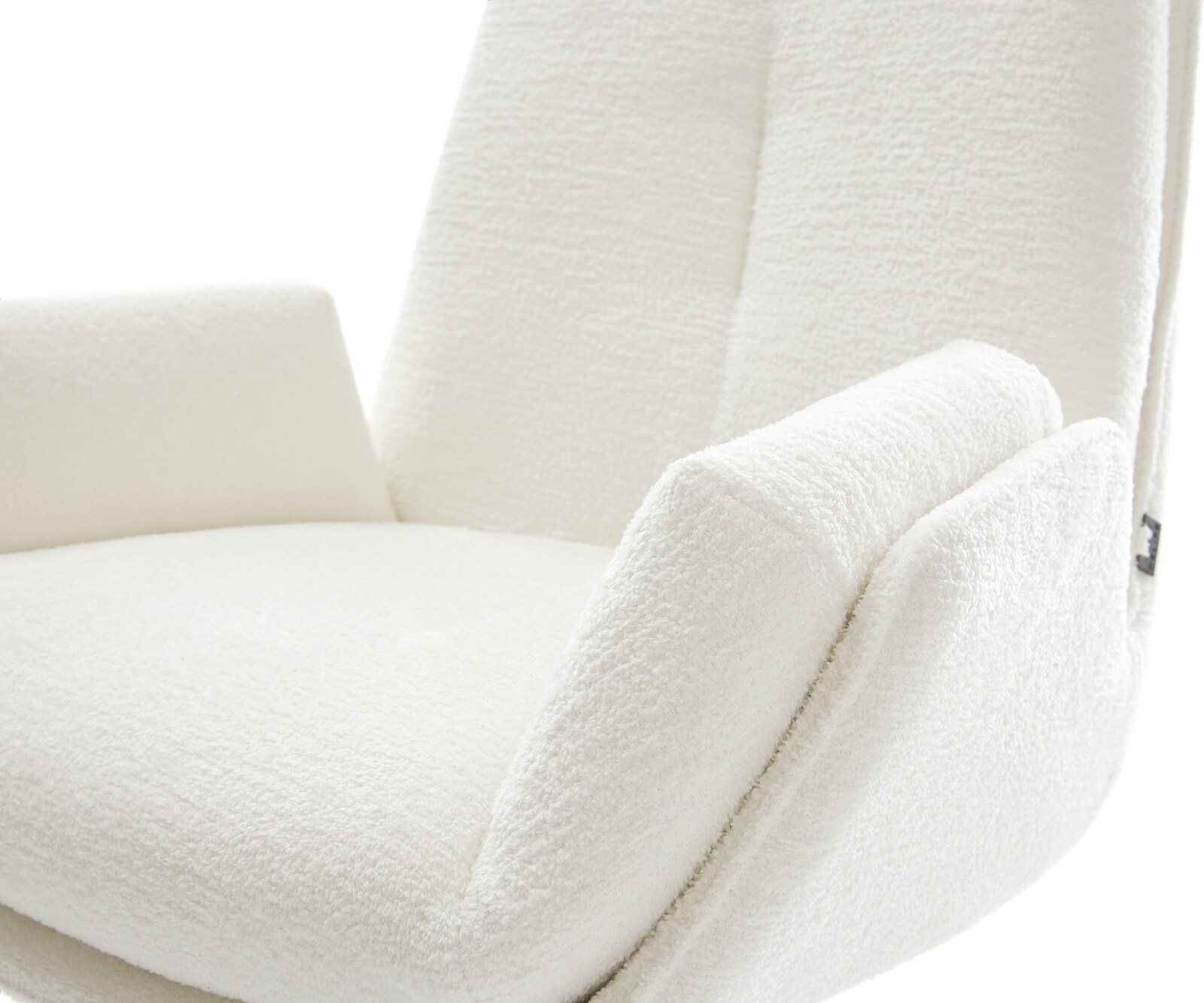 Draaistoel Clea-Flex bouclé zacht beige kruispoot zwart 360° draaibaar rocker-functie pocketveer kern 4