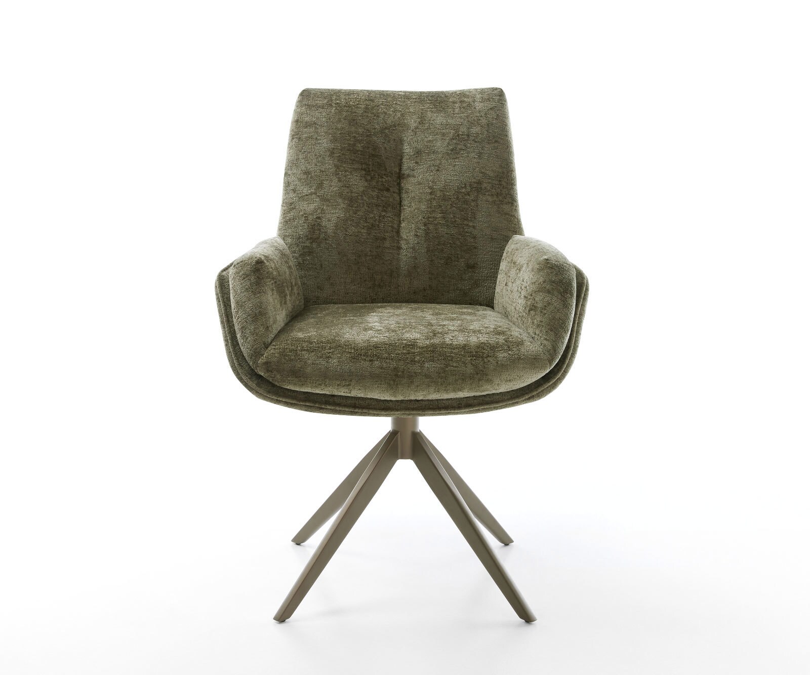 Draaistoel Clea-Flex chenille olijfgroen kruisframe breed afwerking met titanium 360° draaibaar rocker-functie 1