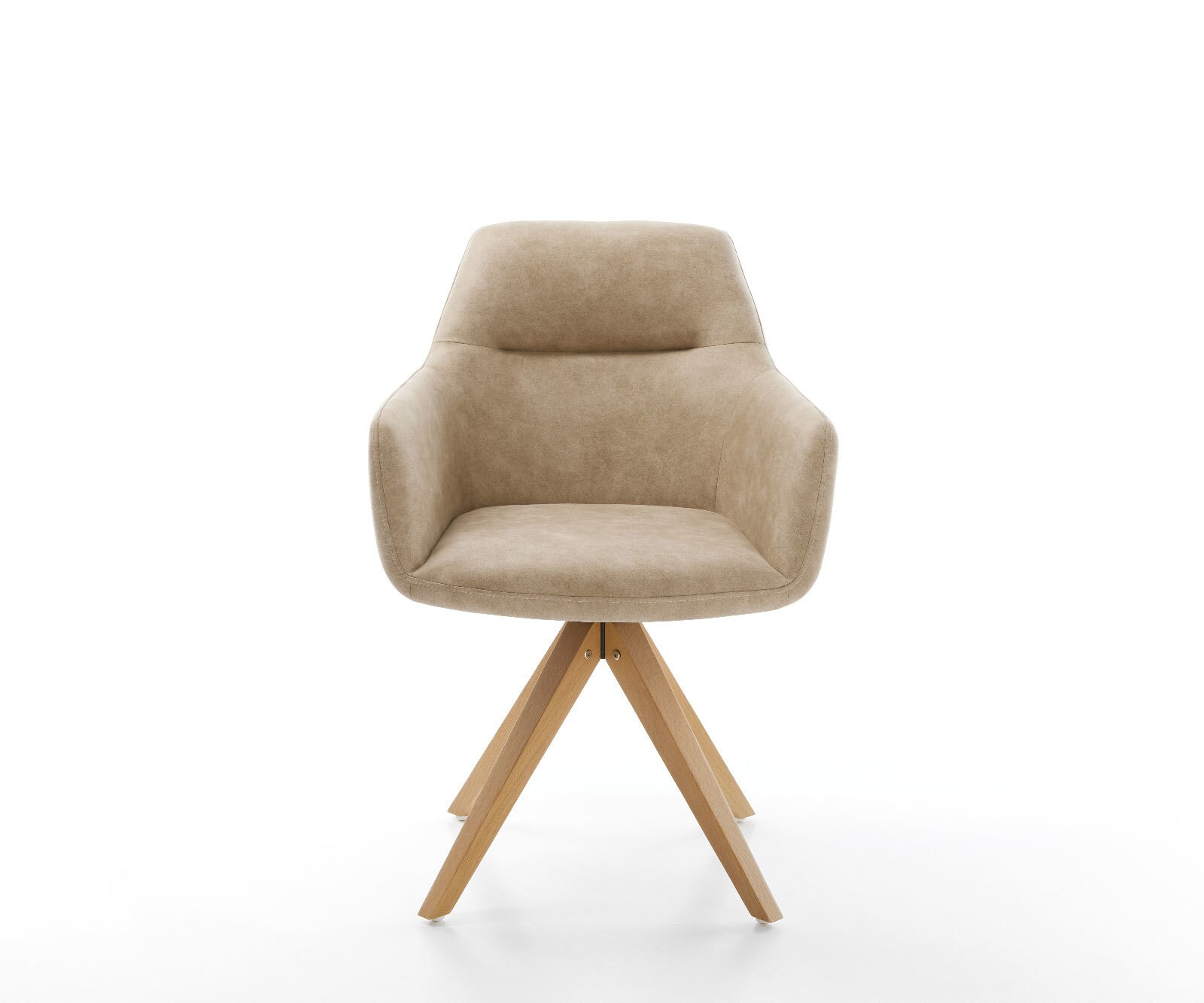 Eetkamerstoel Pejo-Flex microvelours beige vintage houten frame hoekig natuur pocketveer kern 1