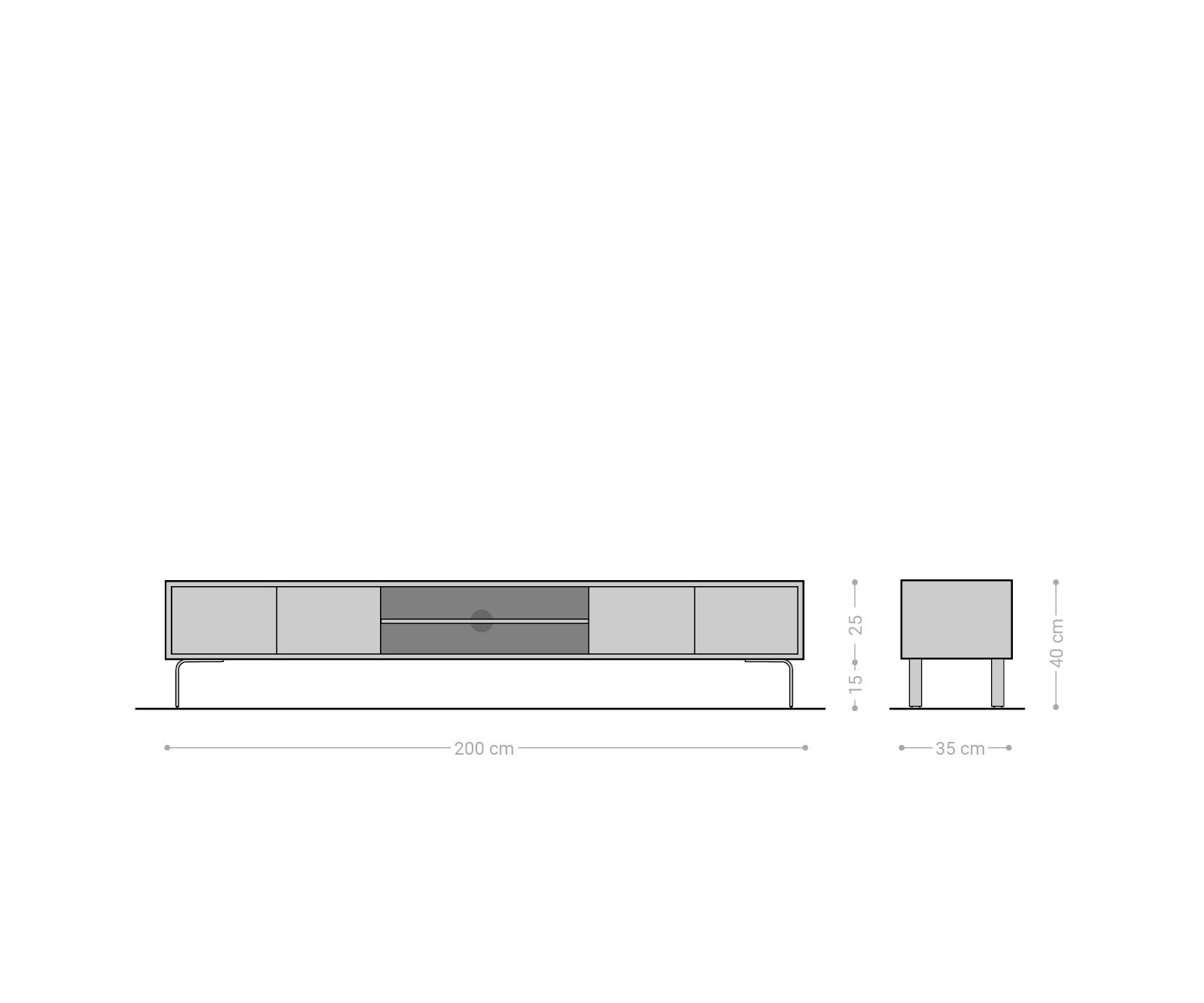 Tv-meubel Fevo 200 cm acacia bruin 2 deuren L-poot 6