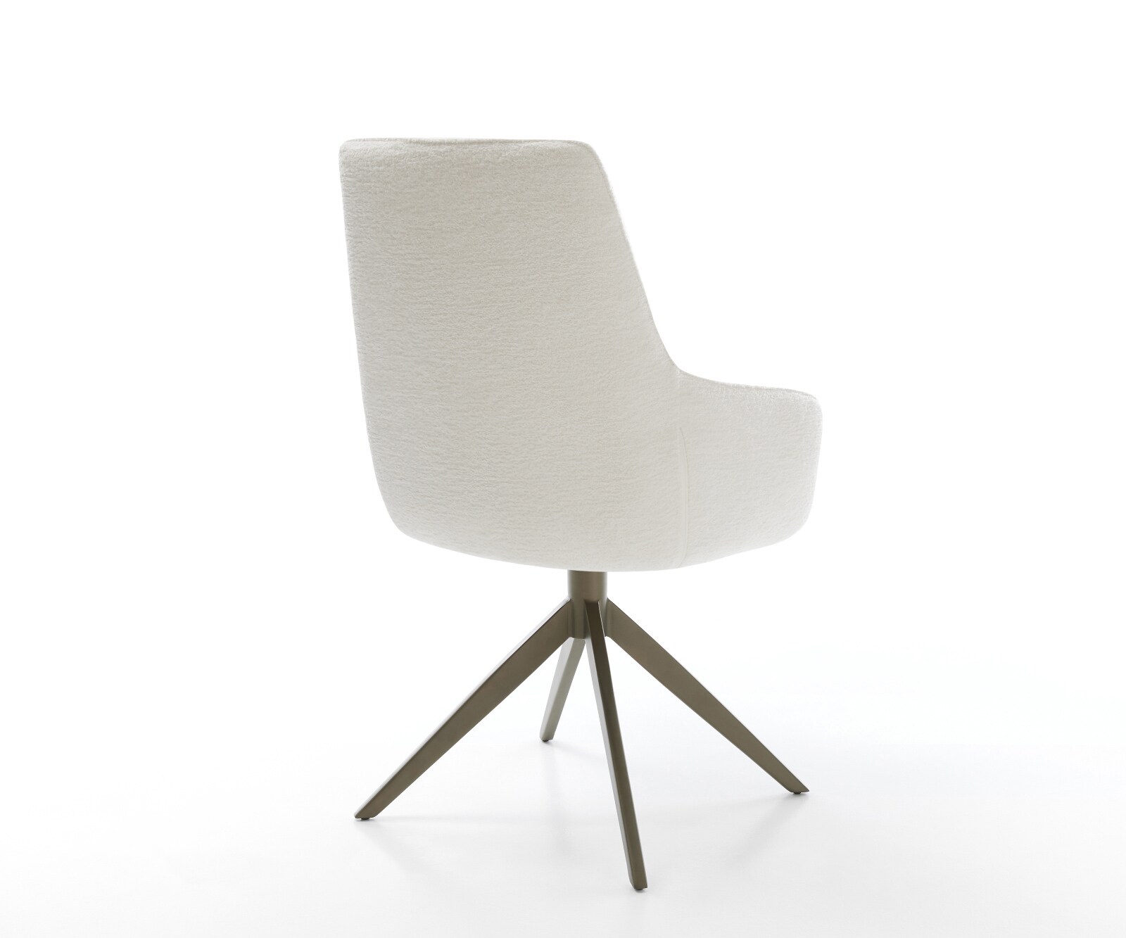 Draaistoel Zelia-Flex met armleuning bouclé zacht beige kruisframe breed afwerking met titanium 360° draaibaar rocker-functie pocketveer kern 4