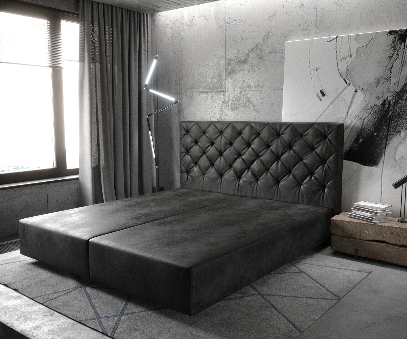 Boxspring-frame Dream-Great 180x200 microvezel antraciet Vintage 1