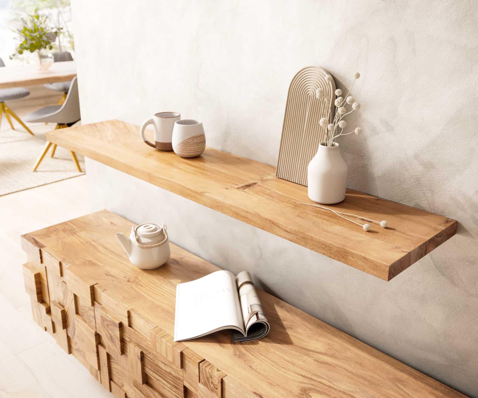 Wandrek 145 cm natuur acacia rechte rand massief 6 Wandrek 145 cm natuur acacia rechte rand massief 6