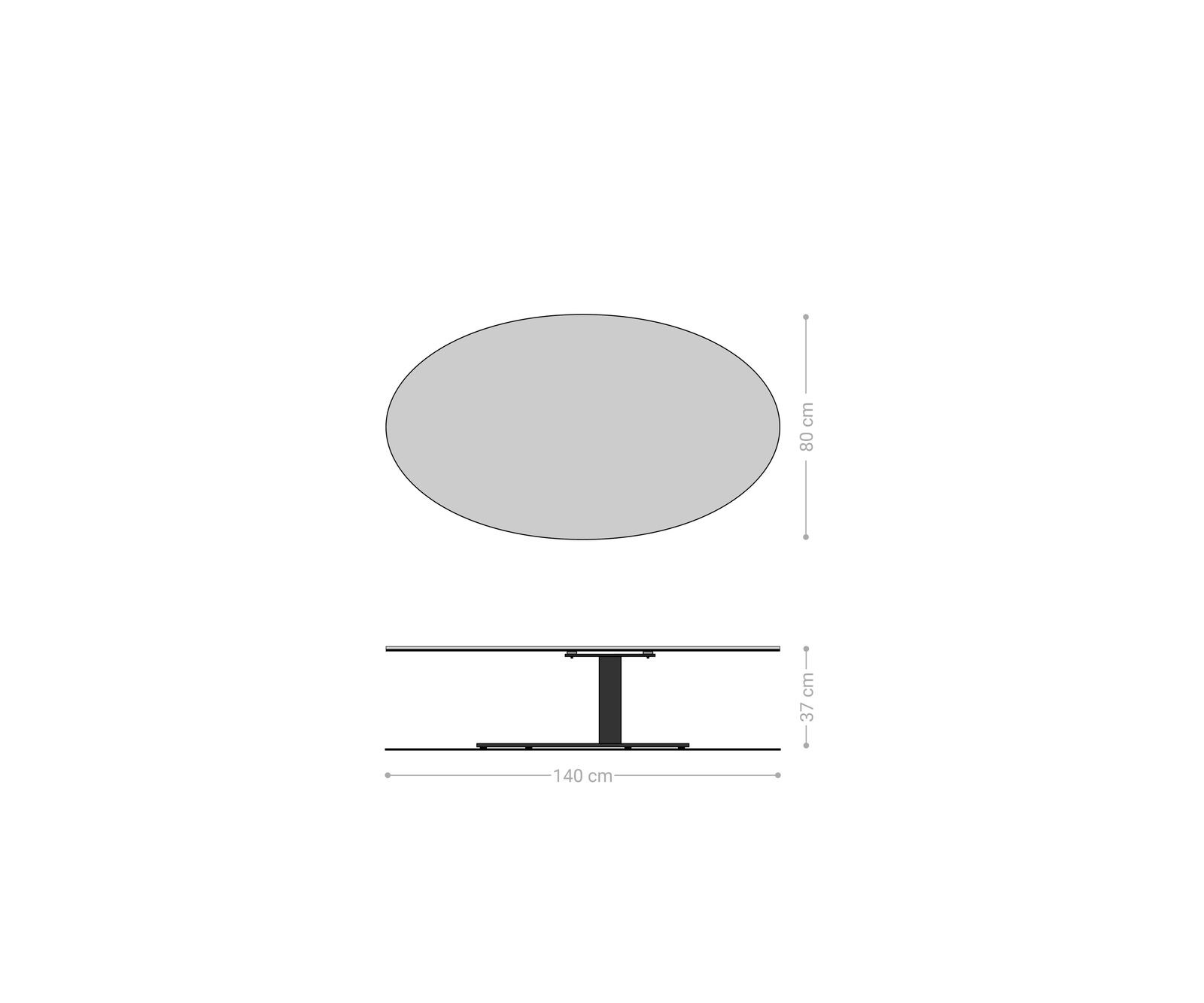 Salontafel Edge Oval 140x80 cm keramiek Laminam® Emperador Extra Lucidato donkerbruin Vibany zwart metaal 7
