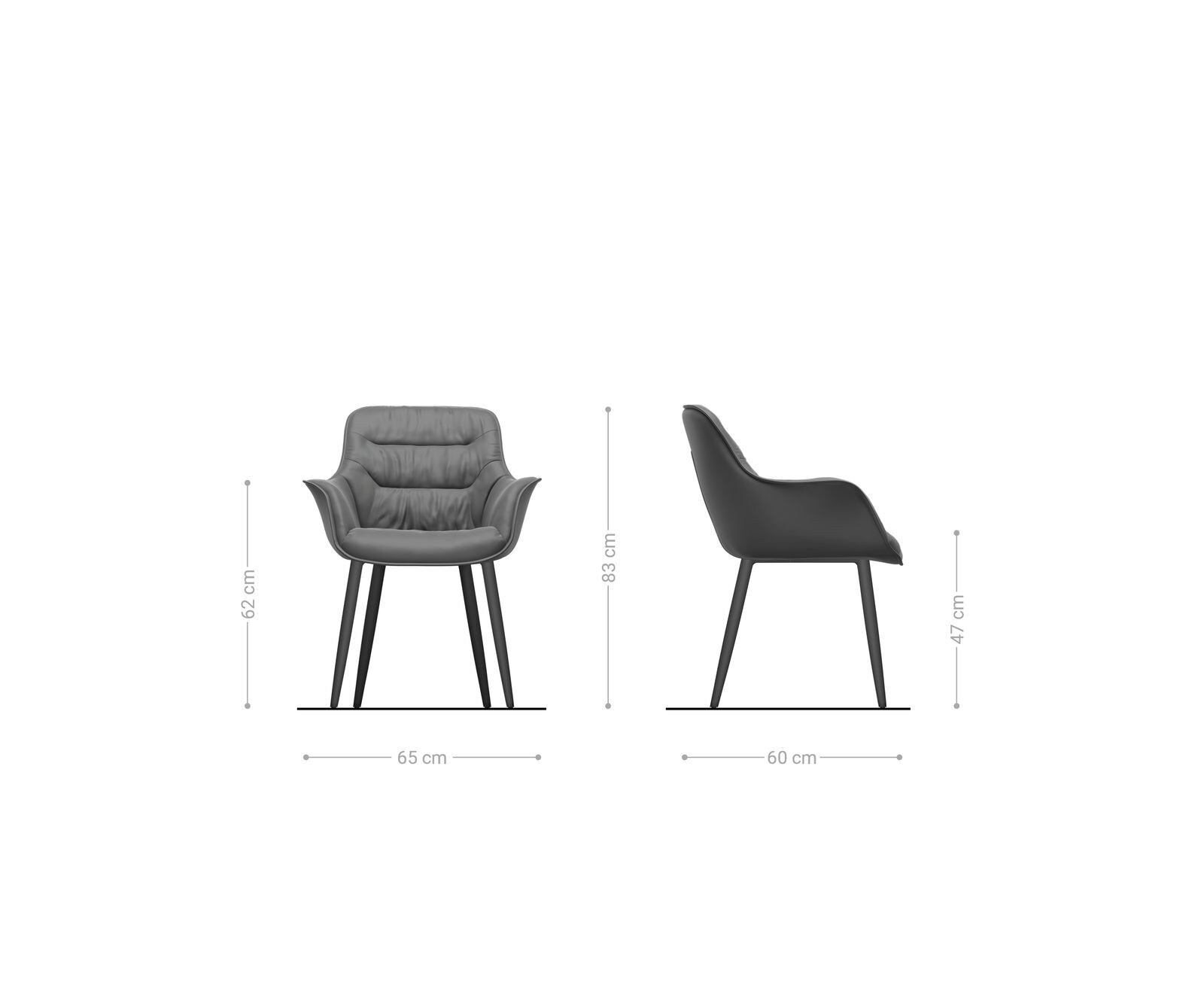 Eetkamerstoel Kaira-Flex microvelours antraciet vintage 4-poot conisch roestvrij staal 6