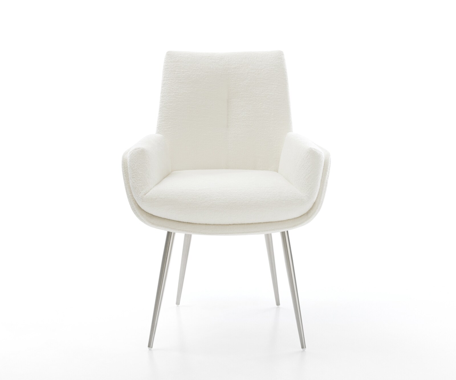 Eetkamerstoel Clea-Flex bouclé zacht beige 4-poot conisch roestvrij staal pocketveer kern 2