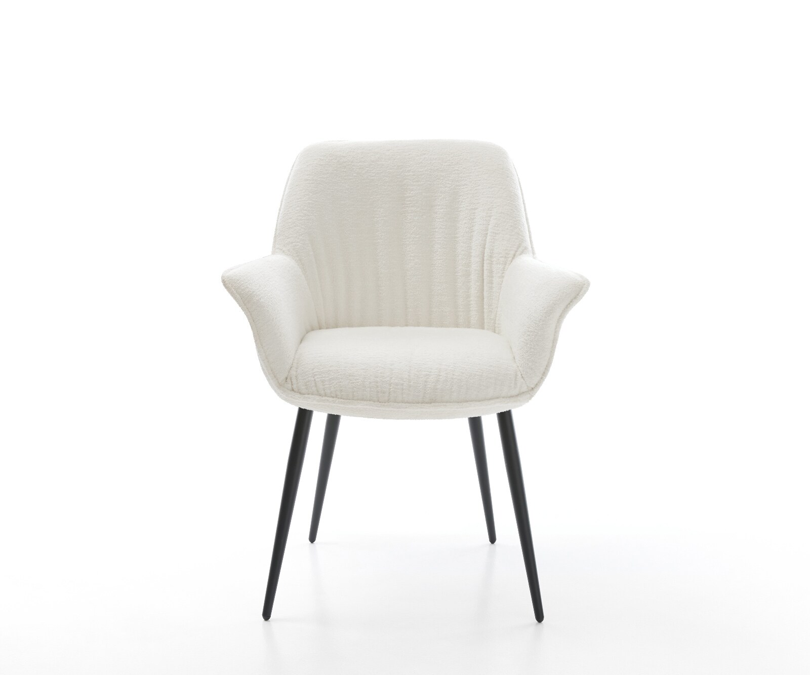 Eetkamerstoel Keila-Flex met armleuning bouclé zacht beige 4-poot conisch zwart 2