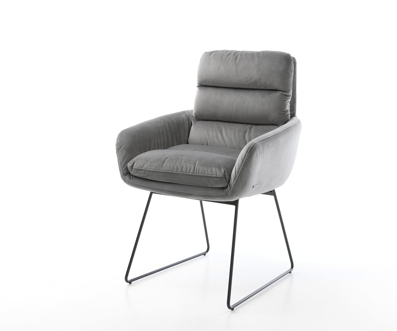 Eetkamerstoel Abelia-Flex met armleuning fluweel grijs slipframe zwart