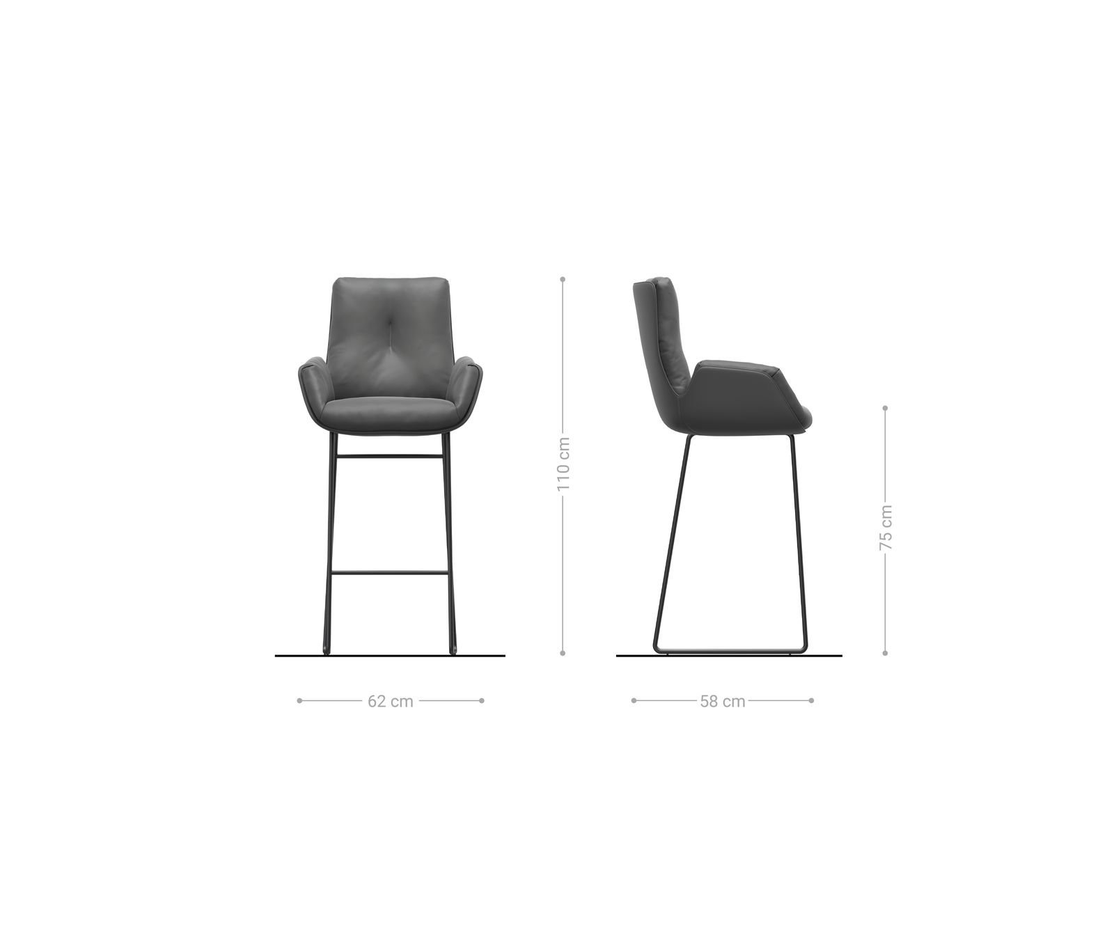 Barstoel Clea-Flex materiaalmix Mud metalen sledepootframe pocketvering 6