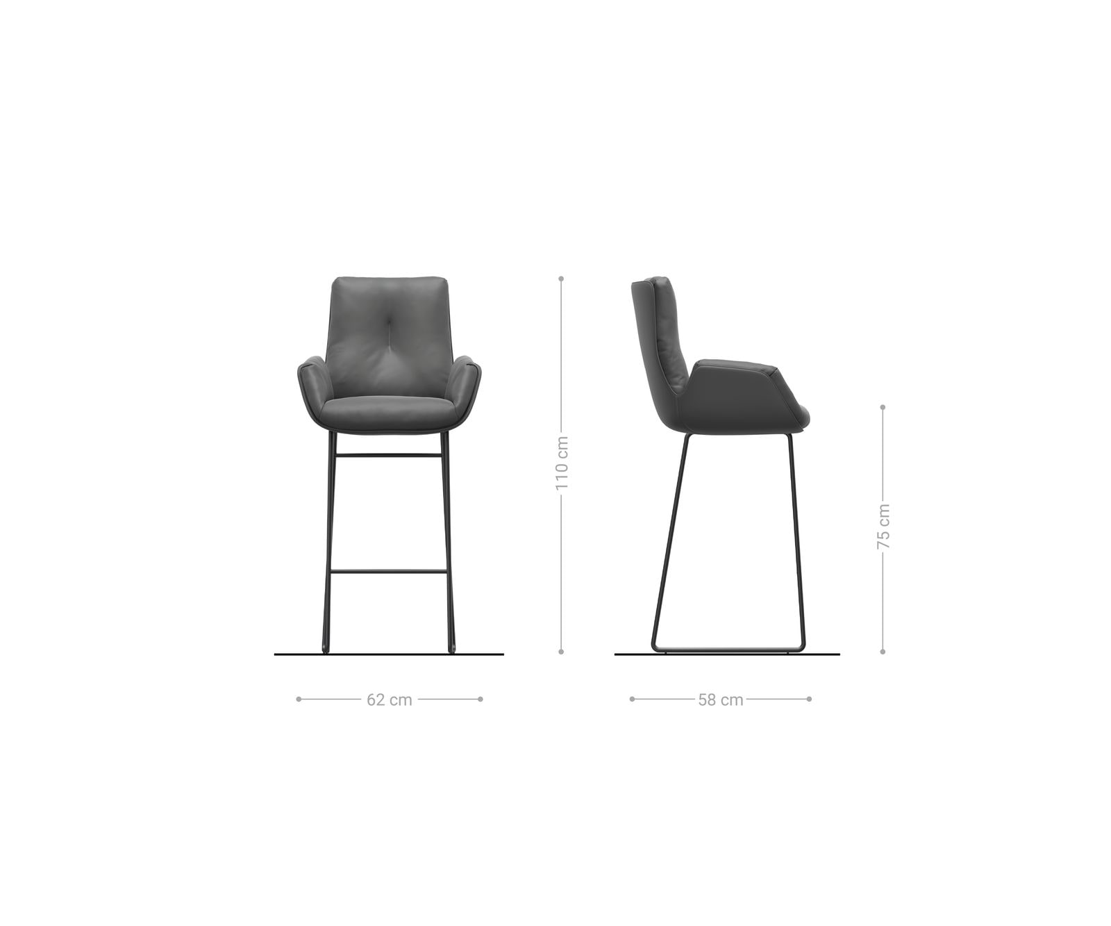 Barstoel Clea-Flex materiaalmix Mud metalen sledepootframe pocketvering 3 Barstoel Clea-Flex materiaalmix Mud metalen sledepootframe pocketvering 3