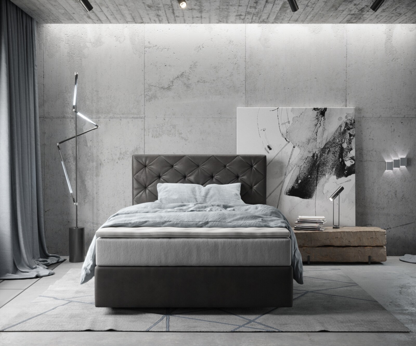 Boxspringbed Dream-Great 120x200 cm Microvezel Antraciet Vintage met TFK Matras en Visco Topper 1