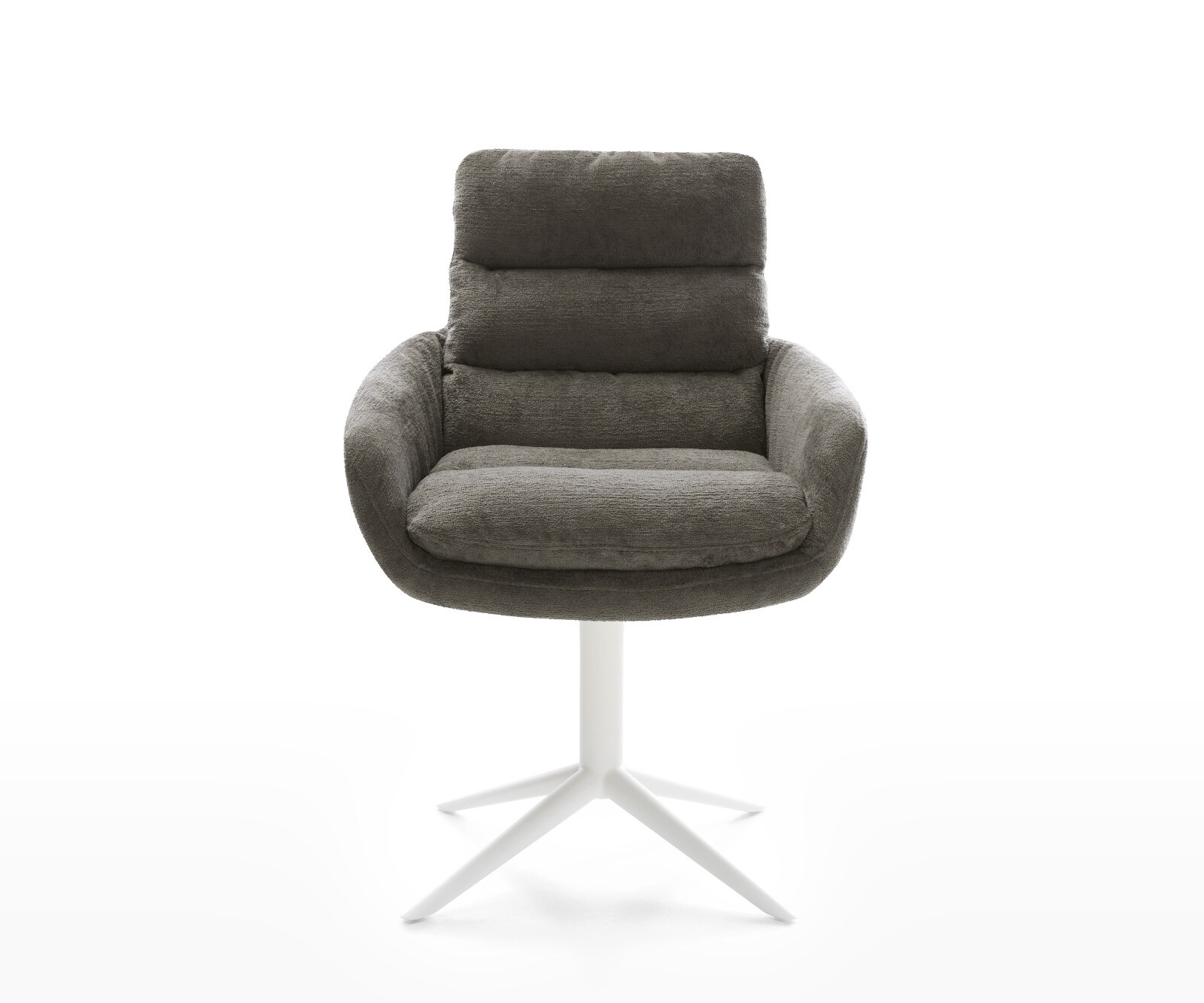 Draaistoel Abelia-Flex met armleuning bouclé zacht mud kruispoot wit 360° draaibaar rocker-functie 2