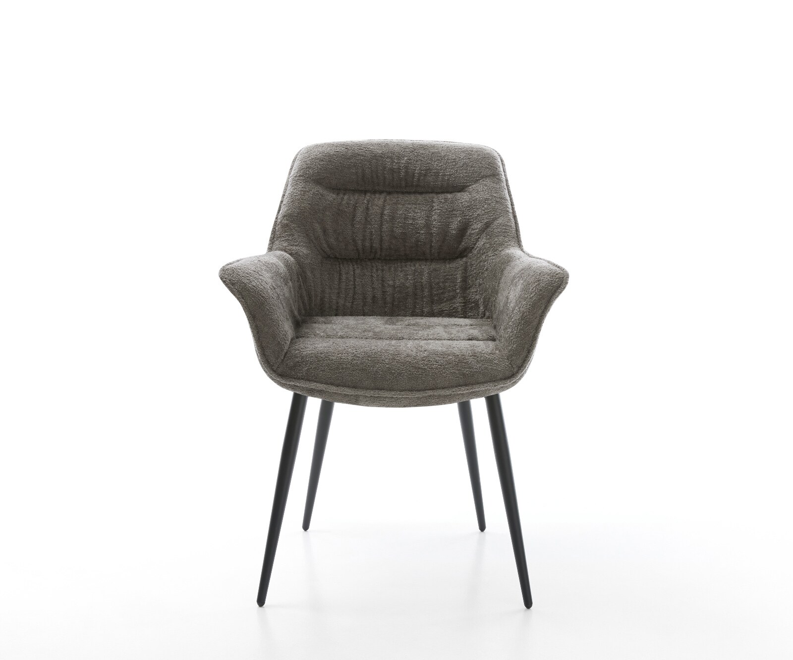 Eetkamerstoel Kaira-Flex bouclé zacht mud 4-poot conisch zwart 2