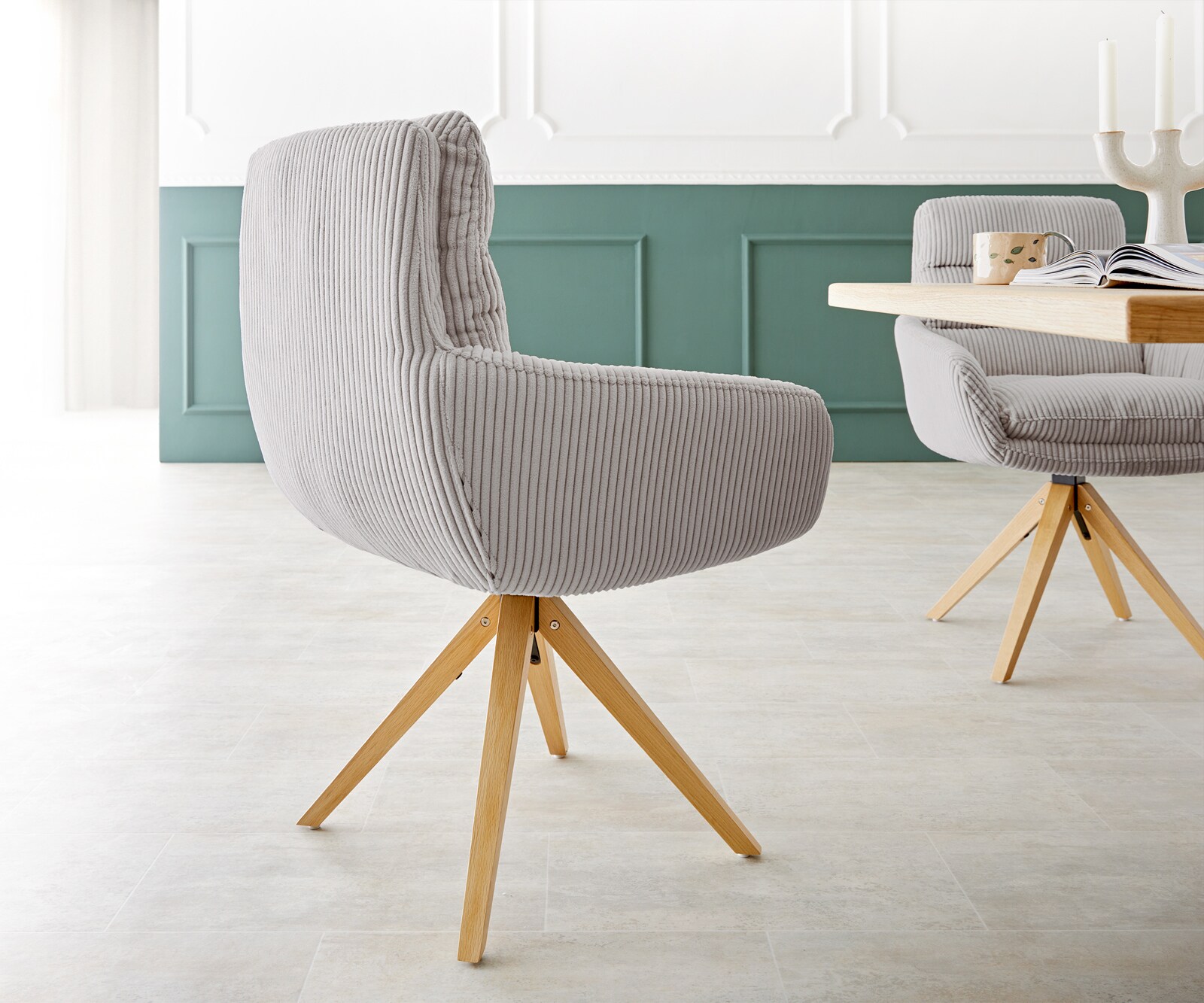 Eetkamerstoel Abelia-Flex met armleuning koord zilver grijs houten frame hoekig natuur 4 Eetkamerstoel Abelia-Flex met armleuning koord zilver grijs houten frame hoekig natuur 4