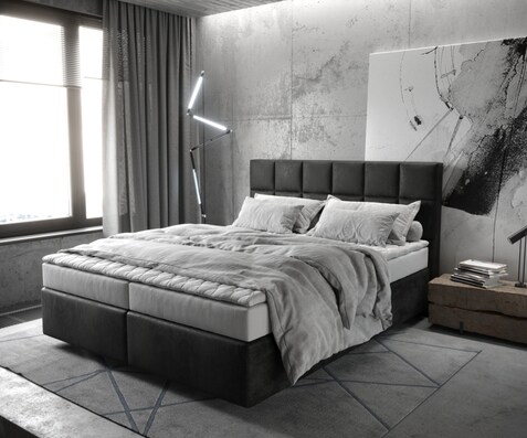 Boxspringbed Dream-Fine 160x200 microvezel antraciet Vintage