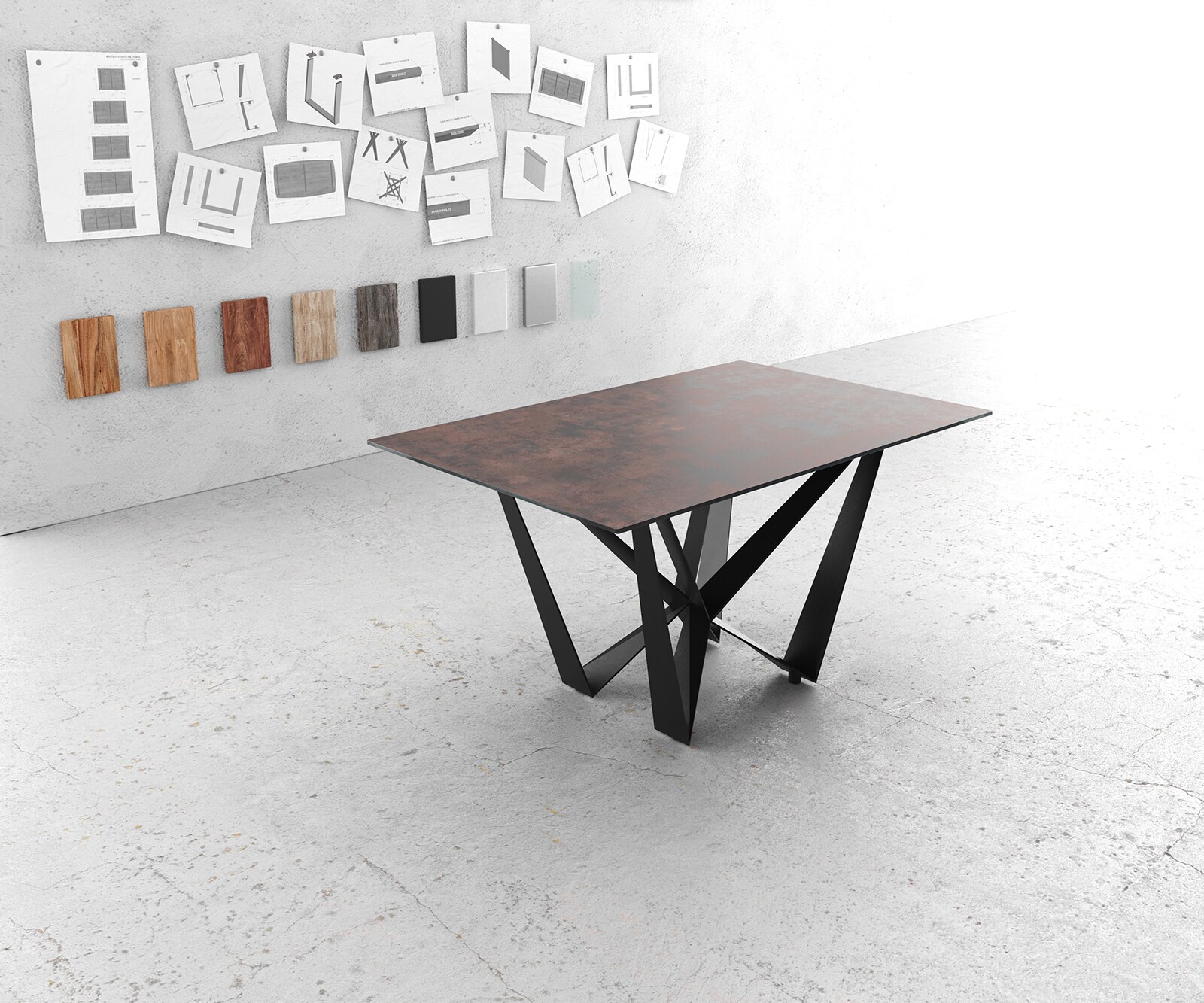 Eettafel Edge Randglas reliëfglas rechthoek 1