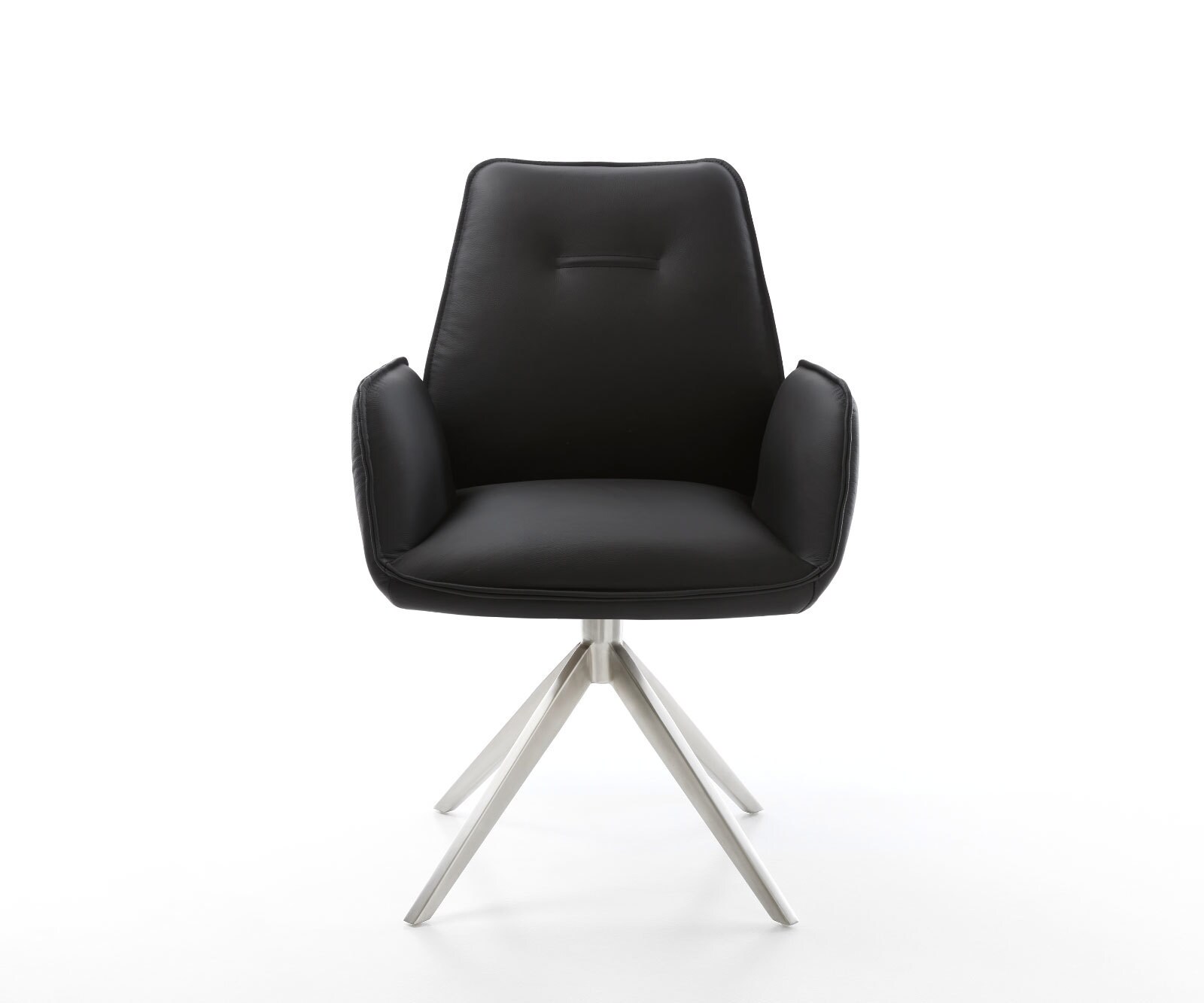 Draaistoel Zoa-Flex echt leer zwart kruisframe breed roestvrij staal 360° draaibaar rocker-functie pocketveer kern 1