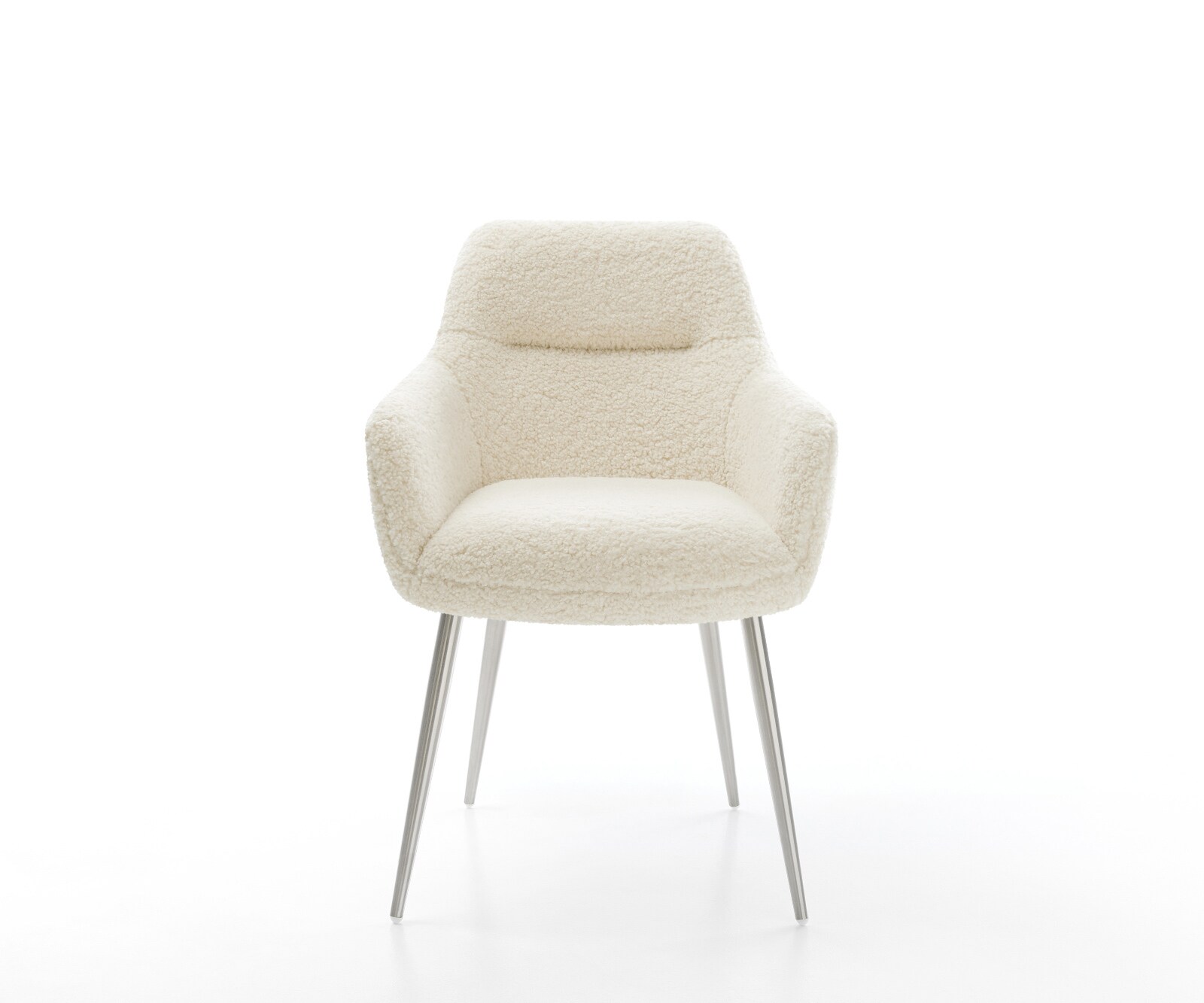 Eetkamerstoel Pejo-Flex teddy beige 4-poot conisch roestvrij staal pocketveer kern 2