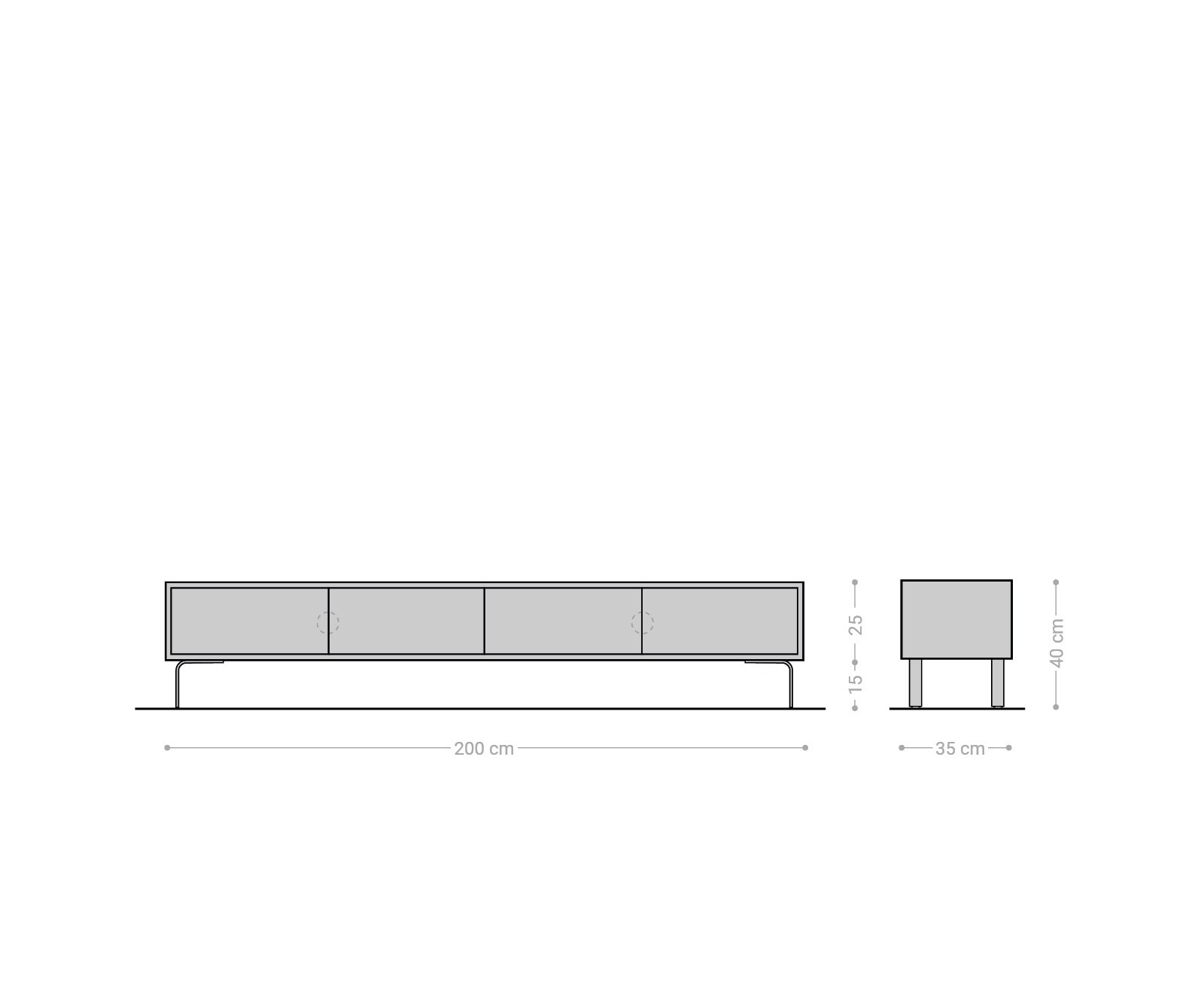 Tv-meubel Fevo 200 cm acacia natuur 4 deuren L-poot 5