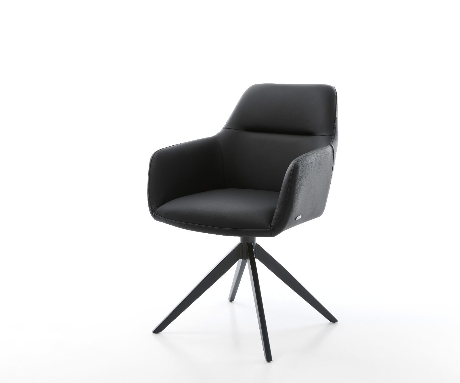 Draaistoel Pejo-Flex echt leer zwart kruisframe breed zwart 360° draaibaar rocker-functie pocketveer kern