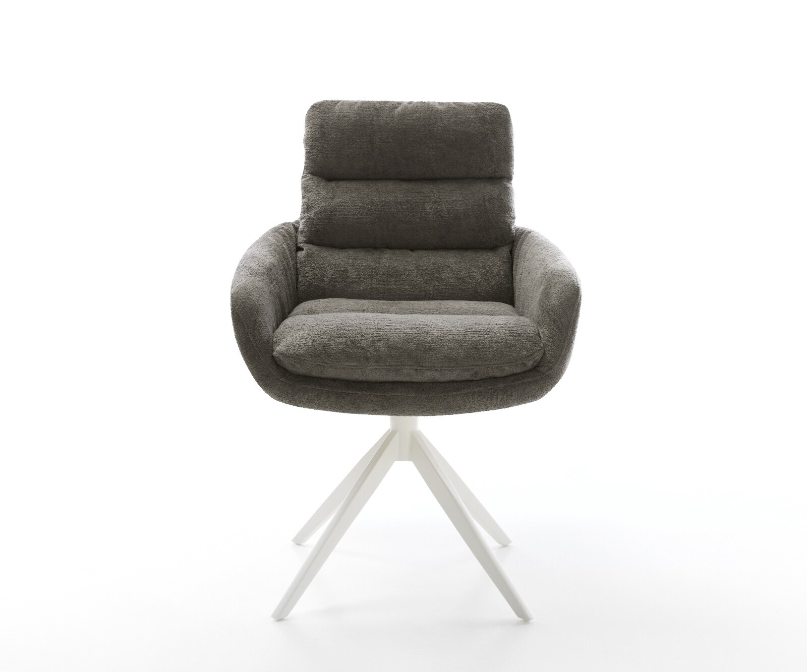 Draaistoel Abelia-Flex met armleuning bouclé zacht mud kruisframe breed wit 360° draaibaar rocker-functie 2