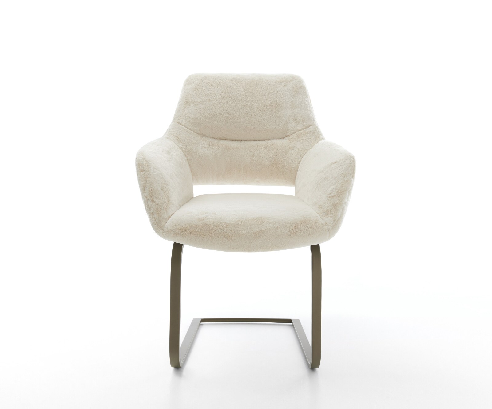 Sledemodel Yago-Flex met armleuning pluchen crème-wit sledemodel vlak afwerking met titanium pocketveer kern 2