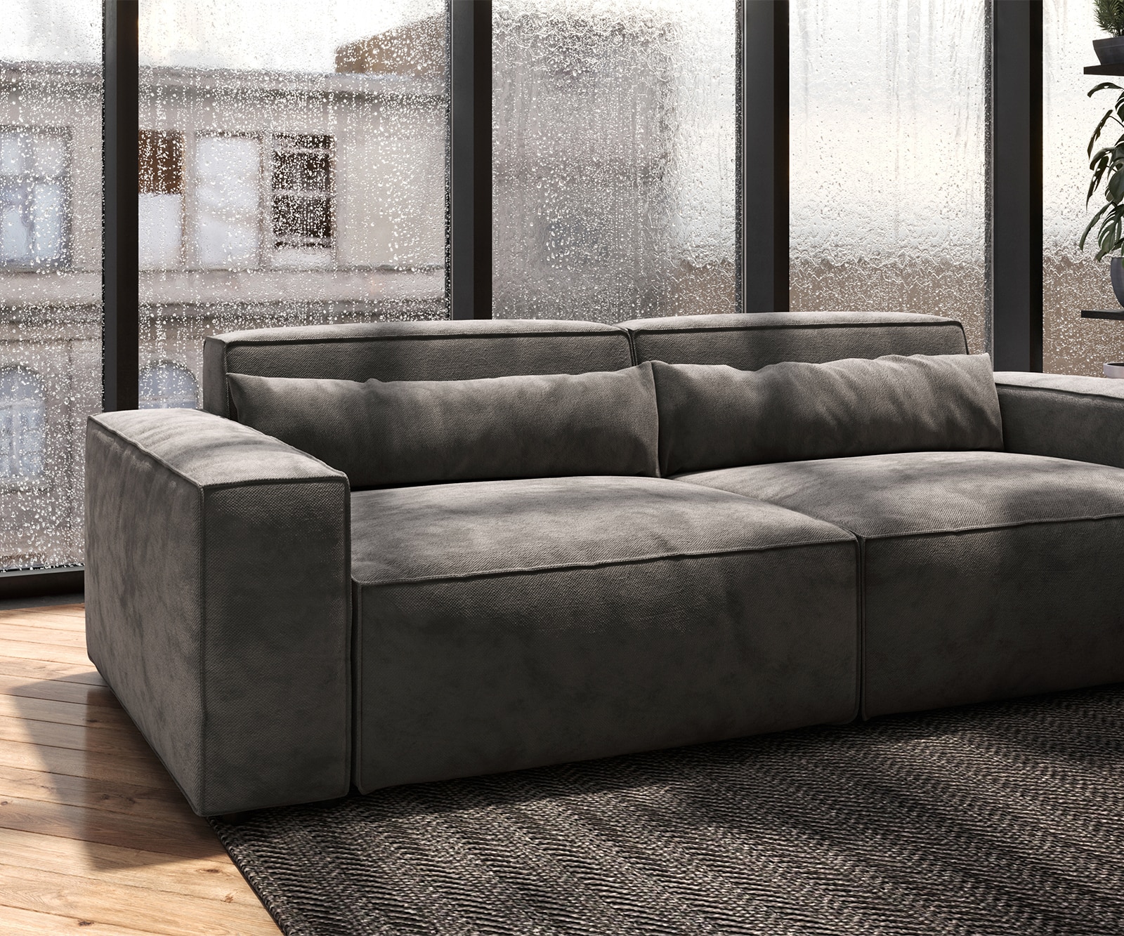 Grote bank Sirpio 230x90 cm microvezel kaki bruin 6