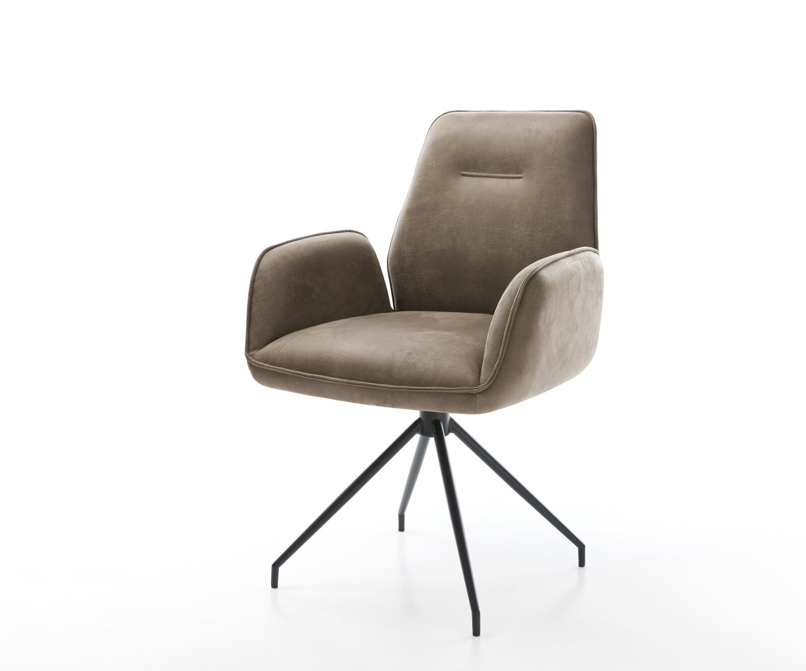 Eetkamerstoel Zoa-Flex microvelours taupe vintage kruisframe conisch zwart pocketveer kern