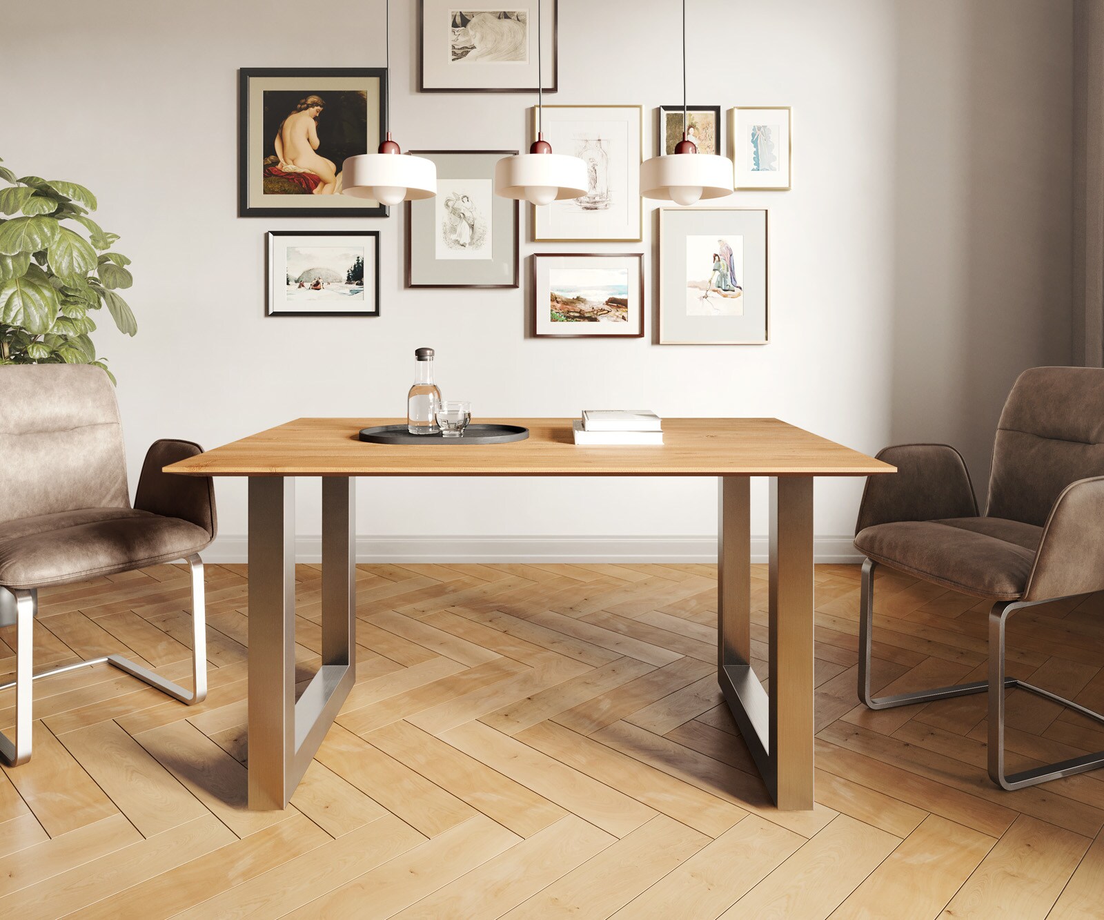 Eettafel Edge 140x90 acacia natuur roestvrijstaal breed Zwitserse rand 1 Eettafel Edge 140x90 acacia natuur roestvrijstaal breed Zwitserse rand 1