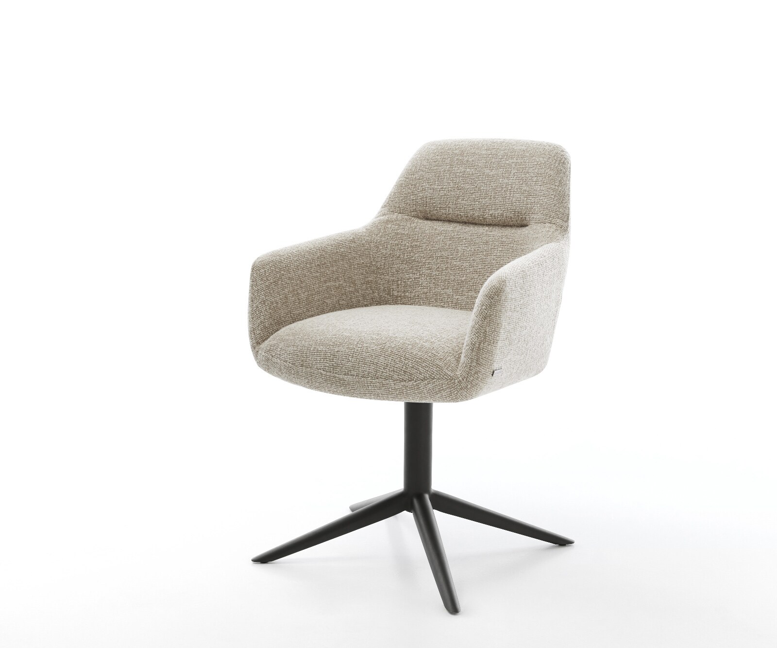 Draaistoel Pejo-Flex geweven stof beige kruispoot zwart 360° draaibaar rocker-functie pocketveer kern 1