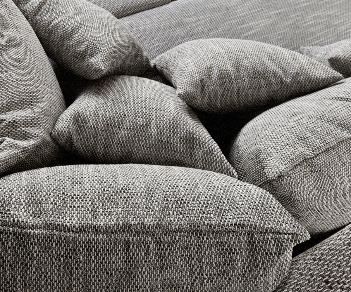 Hoekbank Clovis lichtgrijze structuur hocker rechts module bank 4 Hoekbank Clovis lichtgrijze structuur hocker rechts module bank 4