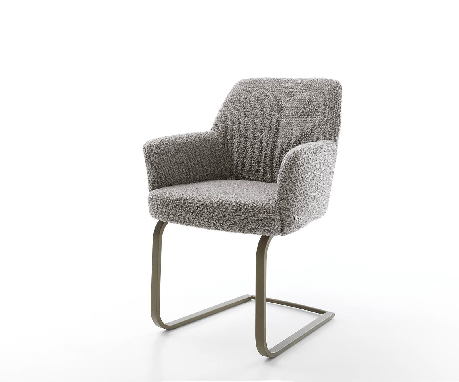 Sledemodel Xana-Flex met armleuning bouclé zilver grijs sledemodel vlak afwerking met titanium pocketveer kern Sledemodel Xana-Flex met armleuning bouclé zilver grijs sledemodel vlak afwerking met titanium pocketveer kern