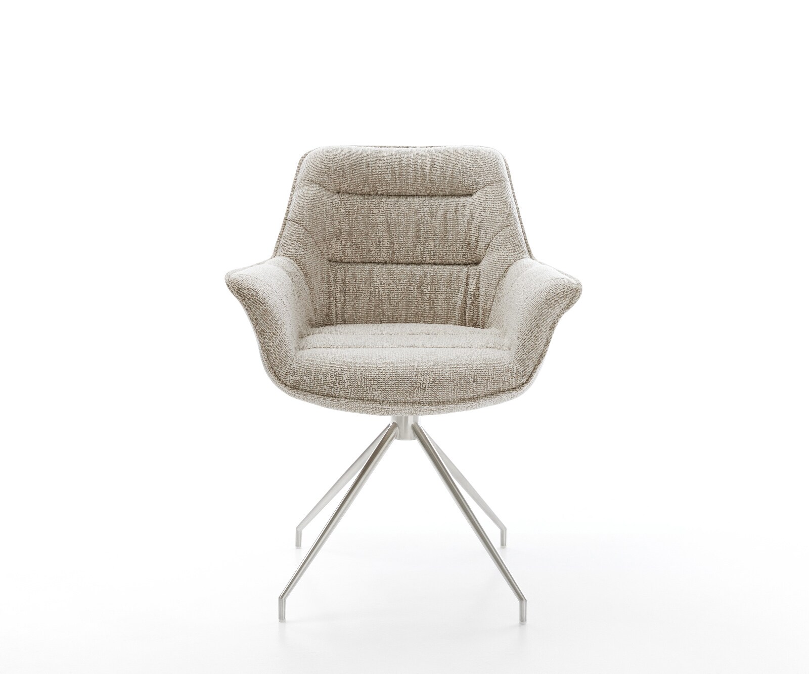 Eetkamerstoel Kaira-Flex geweven stof beige kruisframe conisch roestvrij staal 2