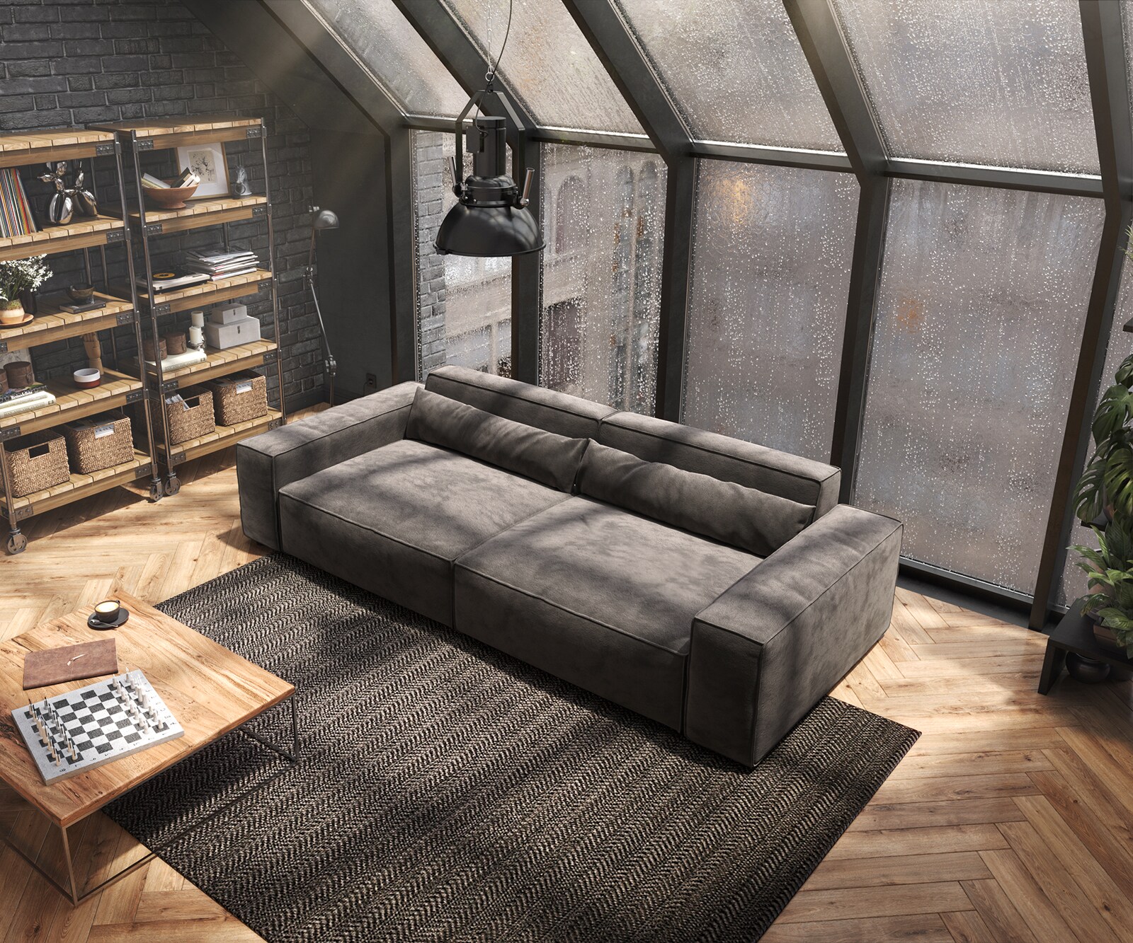 Big-sofa Sirpio XL 270x130 cm microvezel kaki bruin 3