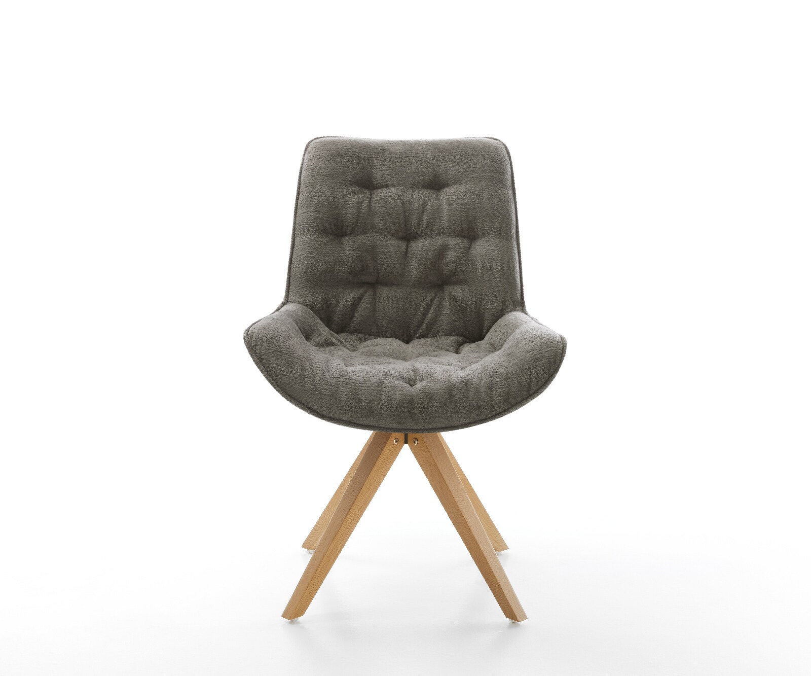 Draaistoel Taimi-Flex bouclé zacht mud houten frame hoekig natuur 180° draaibaar 2