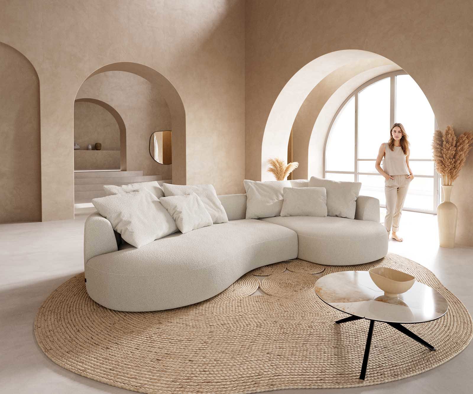 Sofa Edina 330x170 cm Bouclé crème-wit